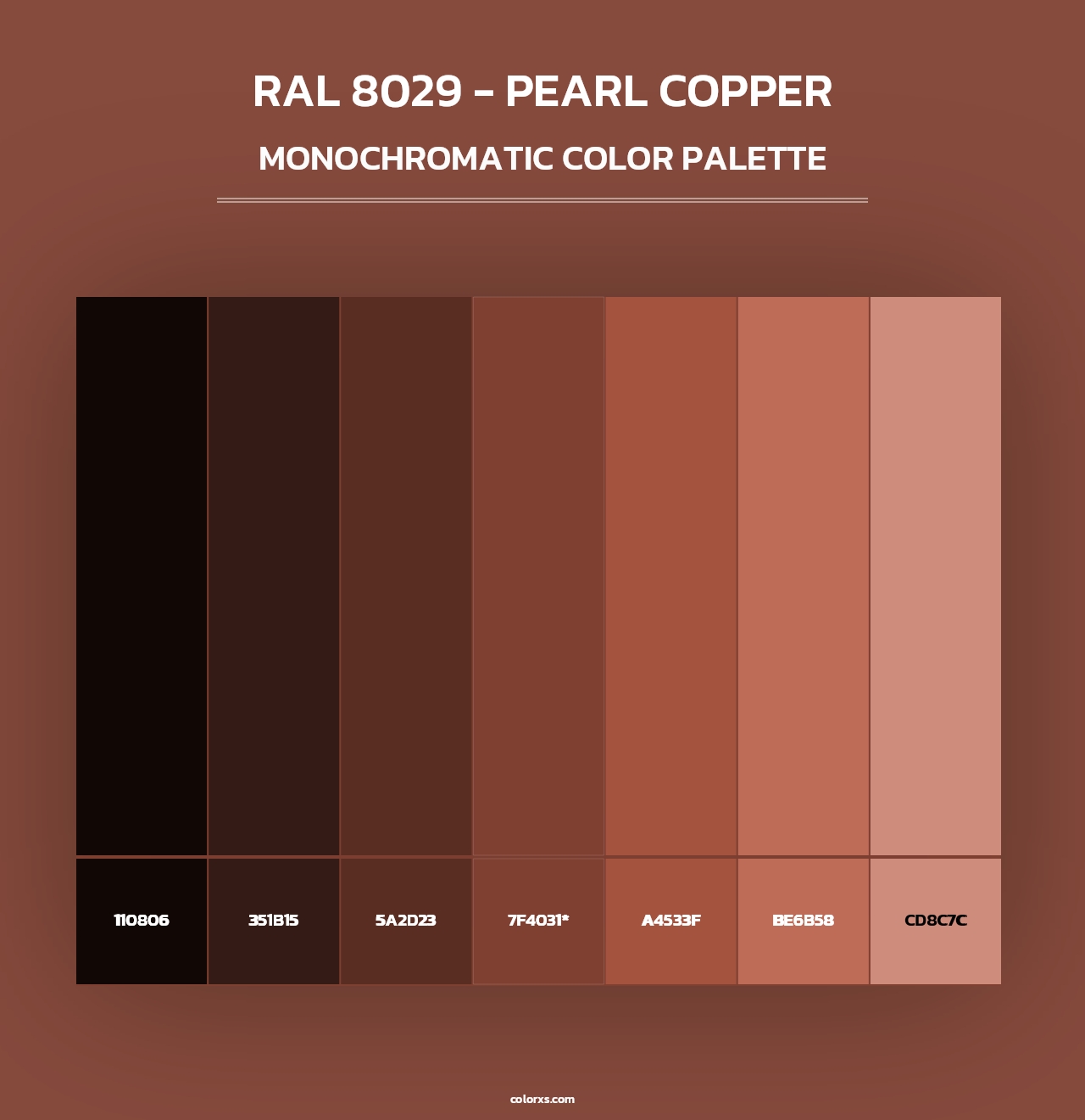 RAL 8029 - Pearl Copper - Monochromatic Color Palette