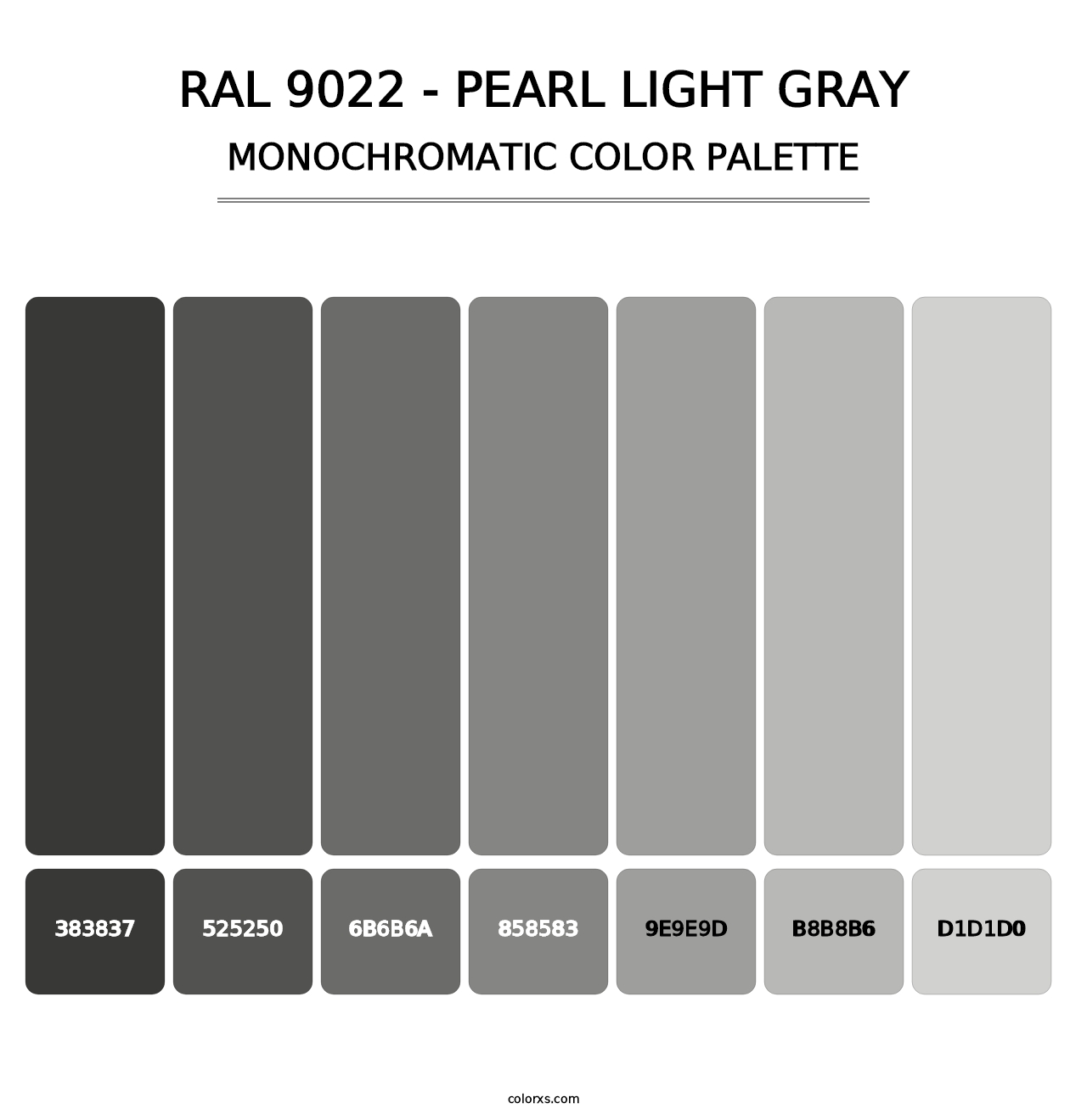 RAL 9022 - Pearl Light Gray - Monochromatic Color Palette