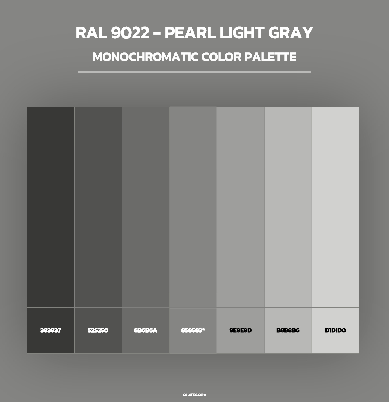 RAL 9022 - Pearl Light Gray - Monochromatic Color Palette