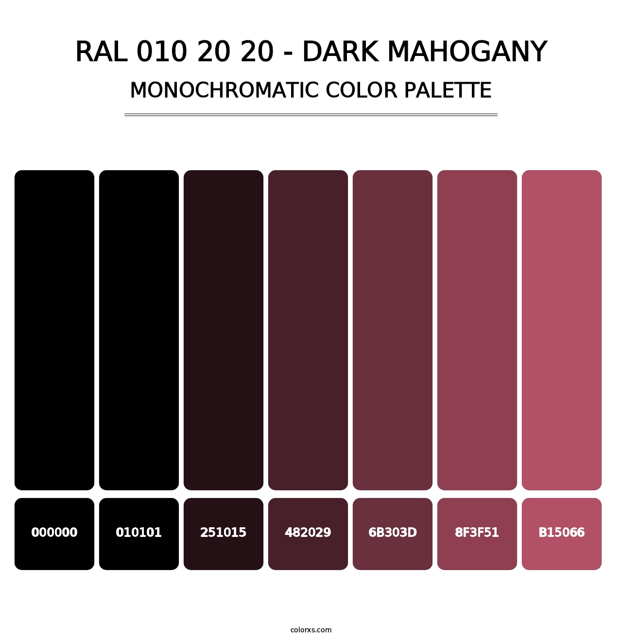 RAL 010 20 20 - Dark Mahogany - Monochromatic Color Palette