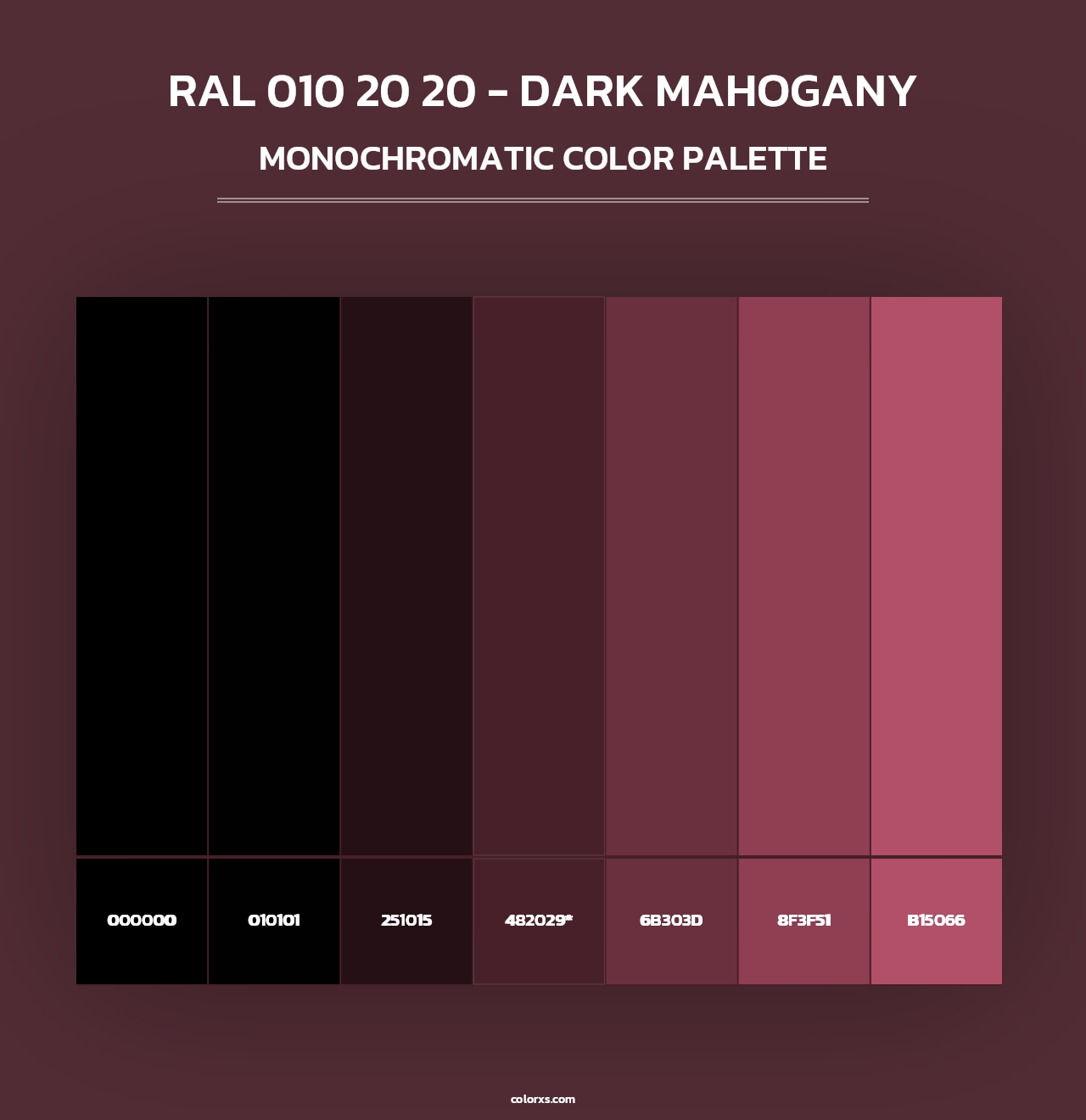 RAL 010 20 20 - Dark Mahogany - Monochromatic Color Palette