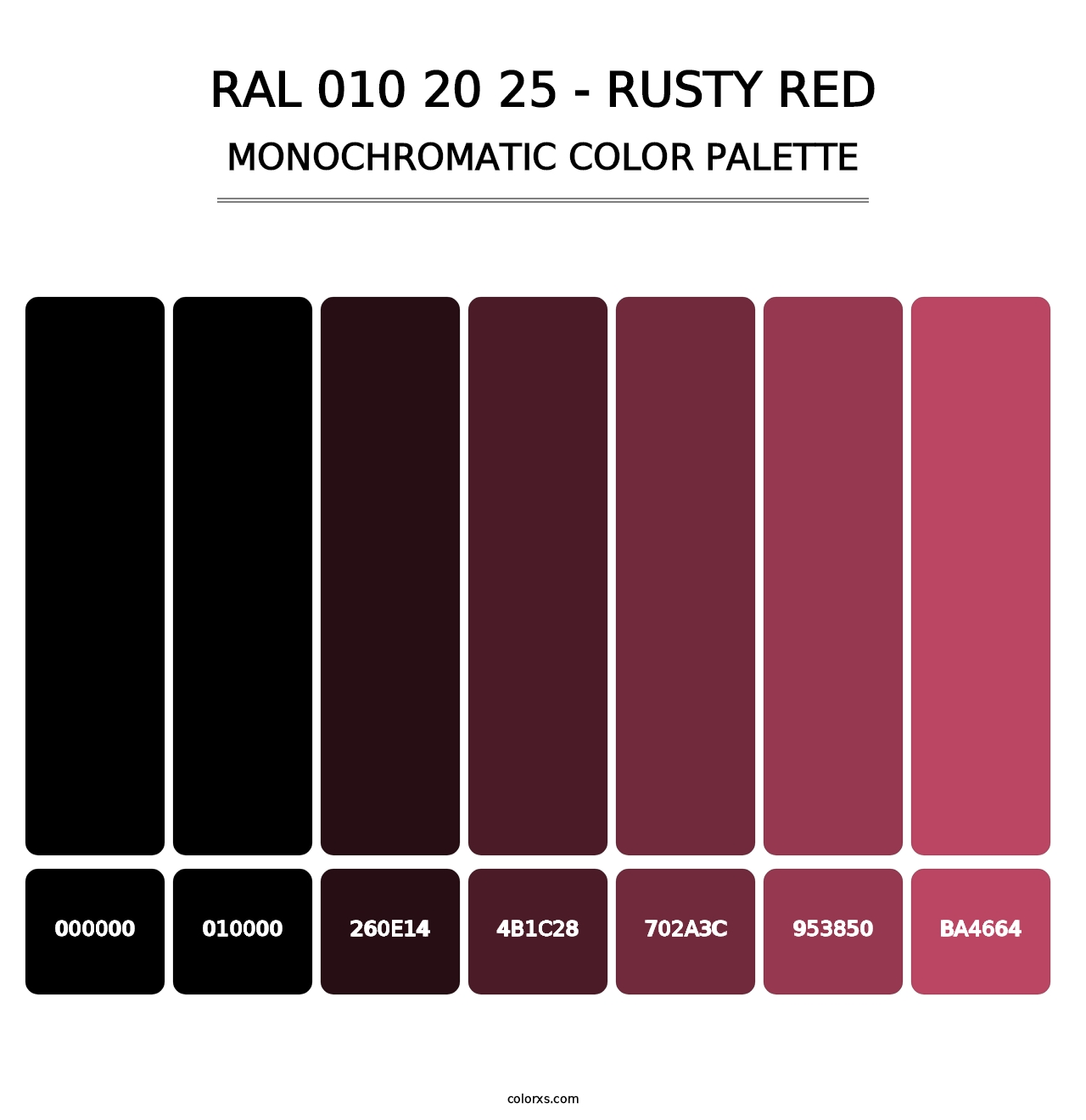 RAL 010 20 25 - Rusty Red - Monochromatic Color Palette