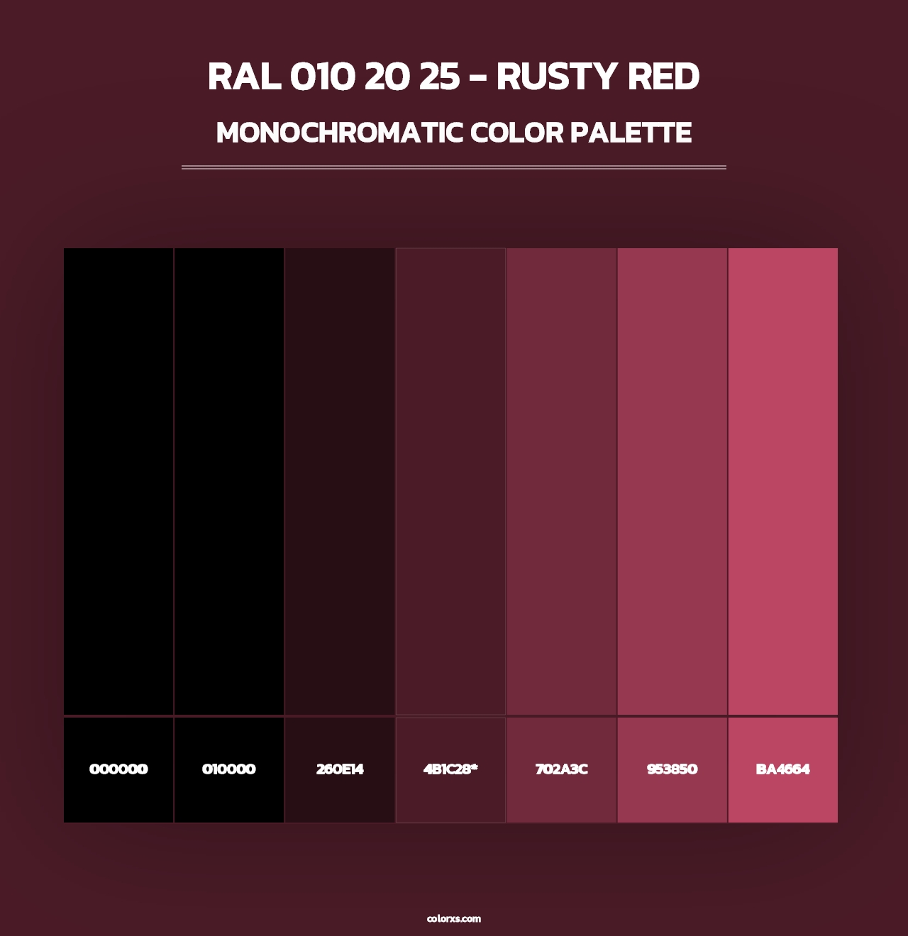 RAL 010 20 25 - Rusty Red - Monochromatic Color Palette