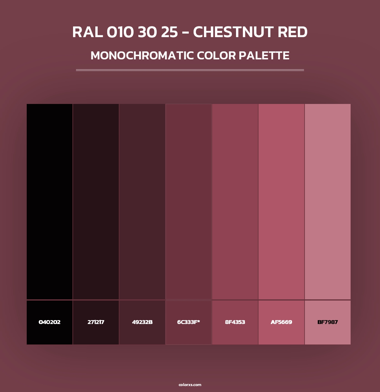 RAL 010 30 25 - Chestnut Red - Monochromatic Color Palette