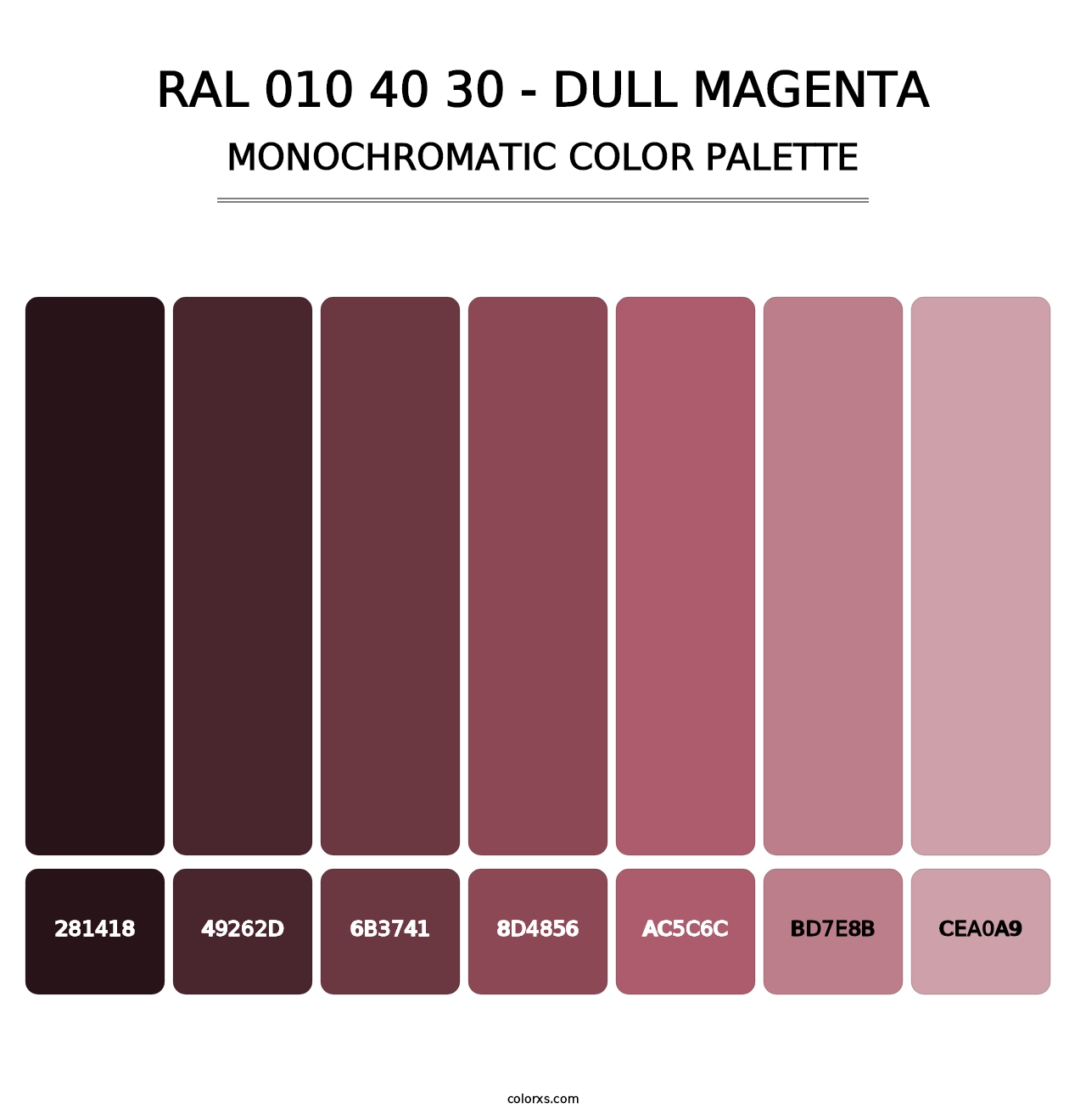 RAL 010 40 30 - Dull Magenta - Monochromatic Color Palette
