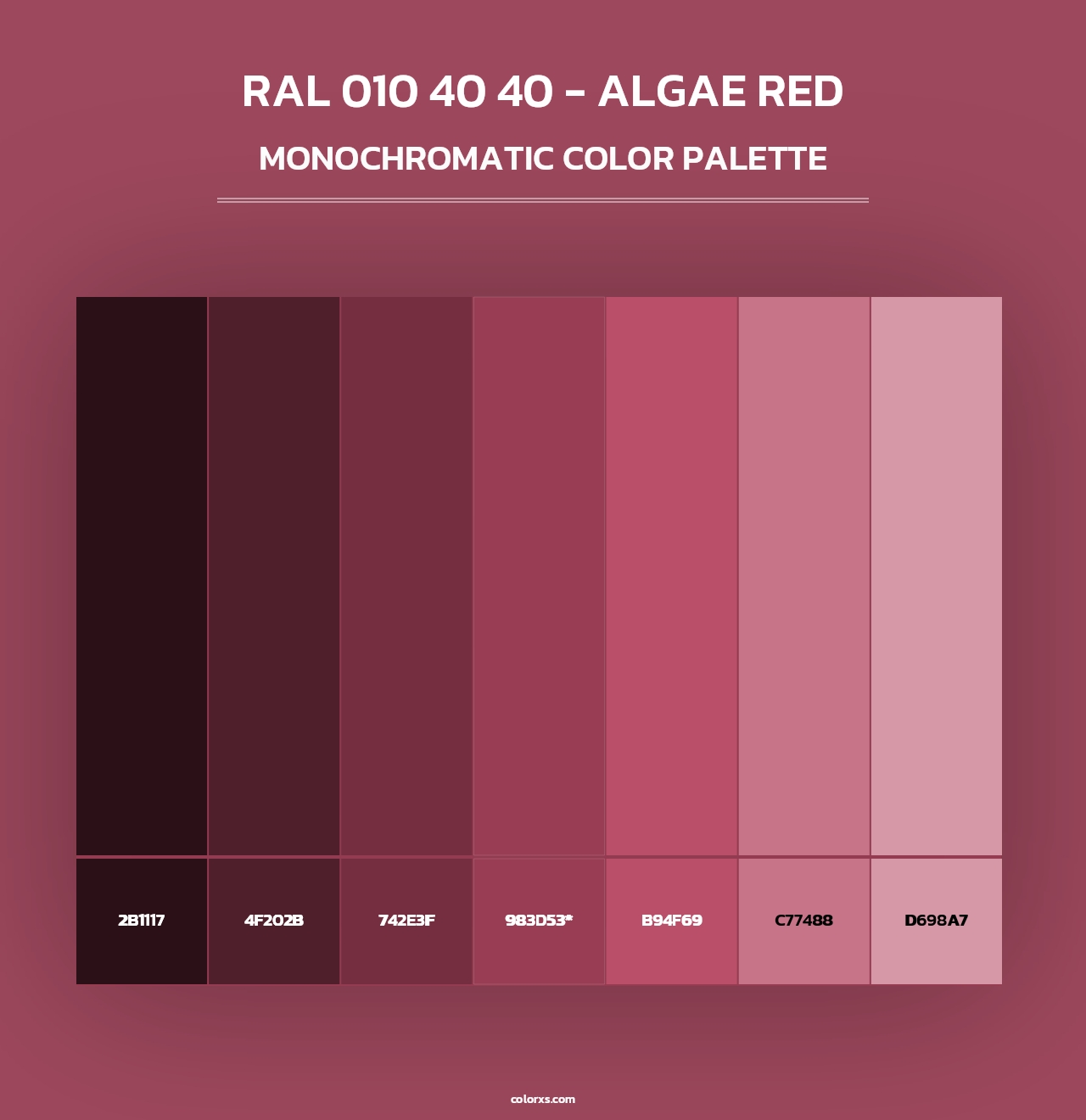 RAL 010 40 40 - Algae Red - Monochromatic Color Palette