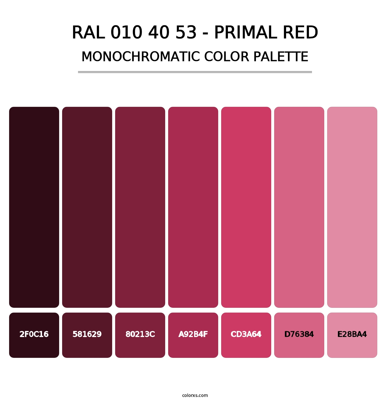 RAL 010 40 53 - Primal Red - Monochromatic Color Palette