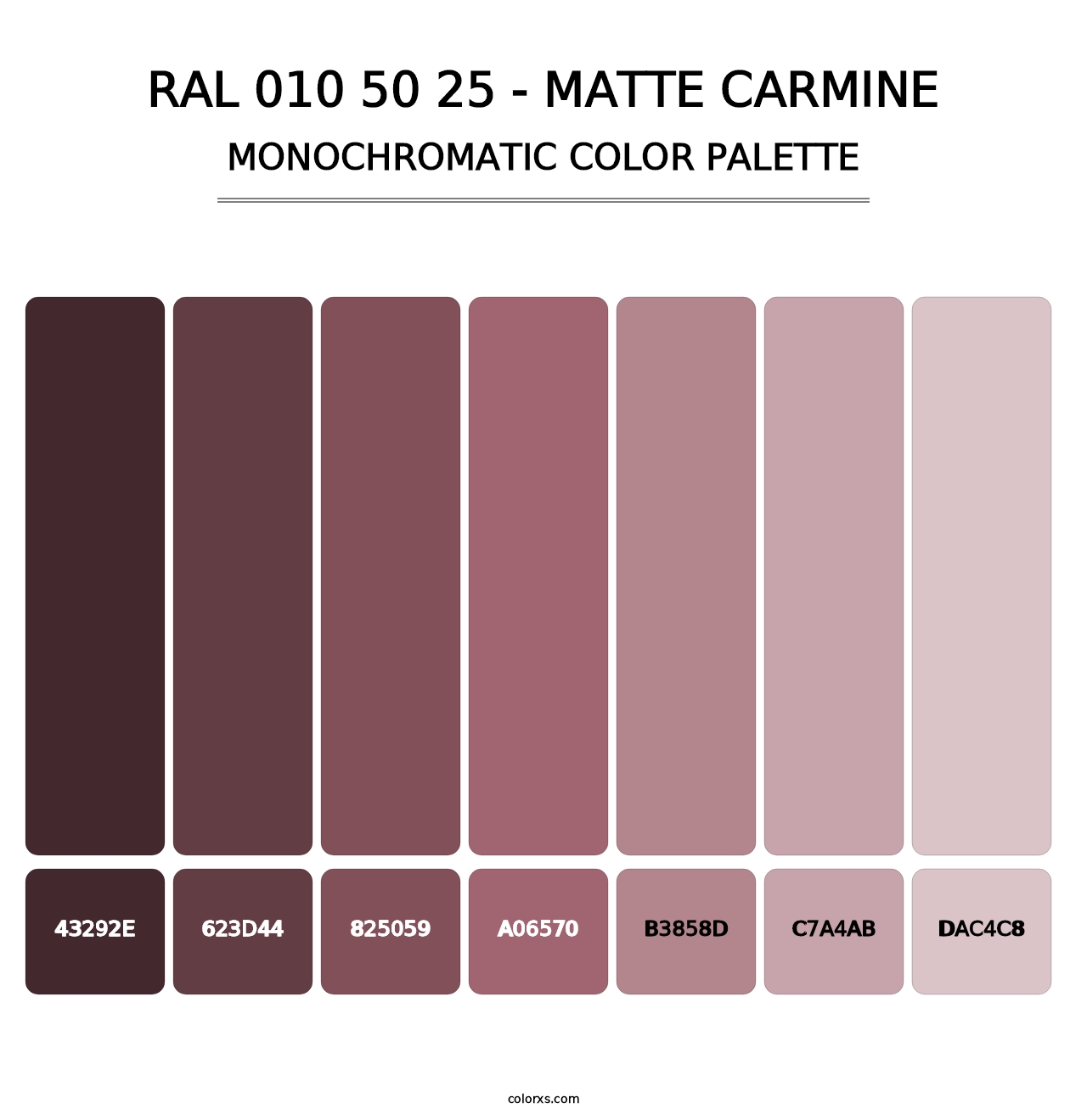 RAL 010 50 25 - Matte Carmine - Monochromatic Color Palette