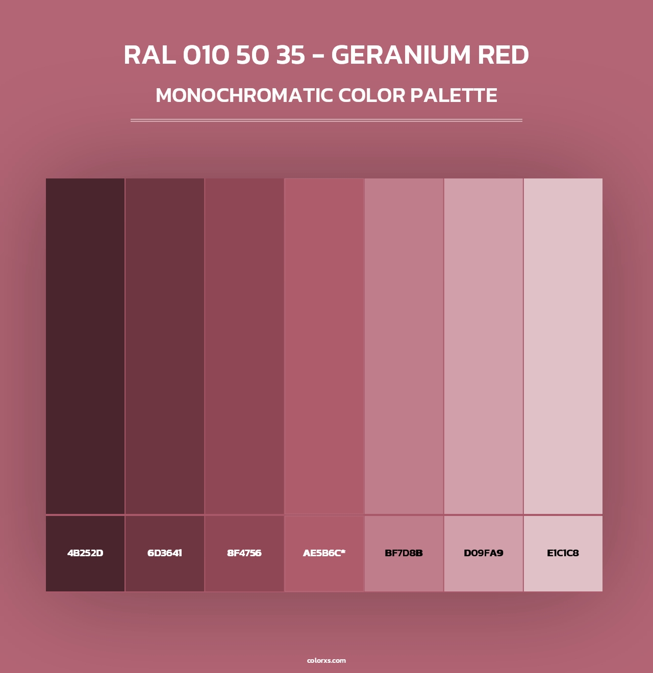 RAL 010 50 35 - Geranium Red - Monochromatic Color Palette