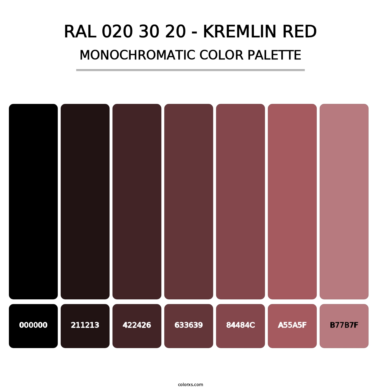 RAL 020 30 20 - Kremlin Red - Monochromatic Color Palette