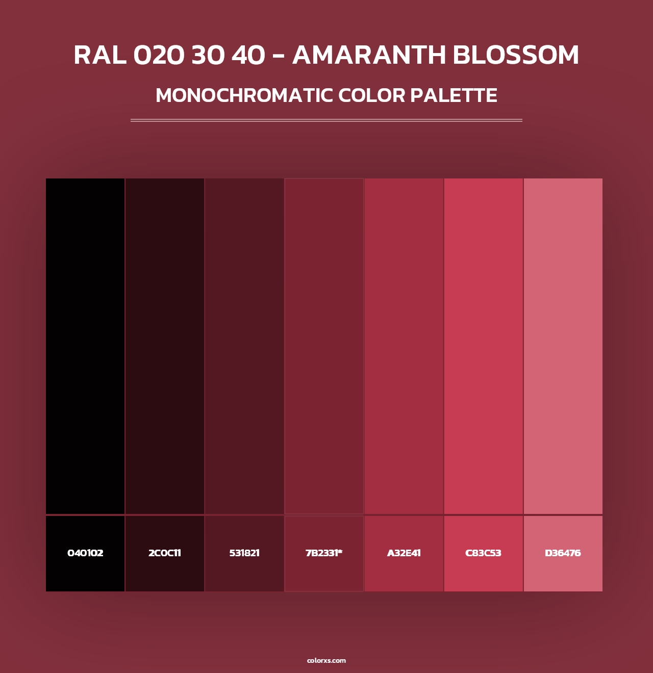 RAL 020 30 40 - Amaranth Blossom - Monochromatic Color Palette