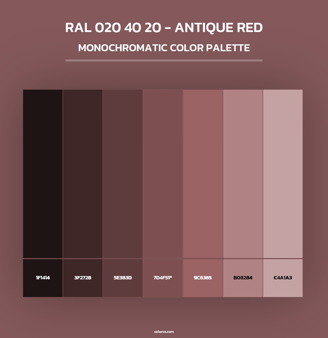 RAL 020 40 20 - Antique Red - Monochromatic Color Palette