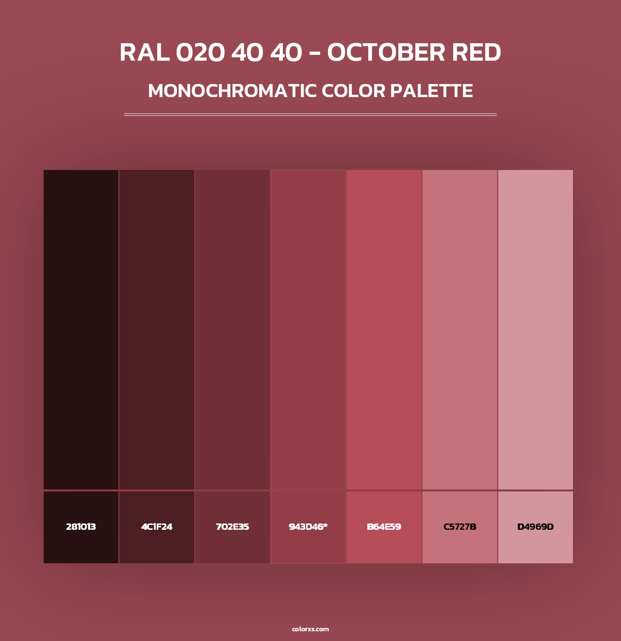 RAL 020 40 40 - October Red - Monochromatic Color Palette