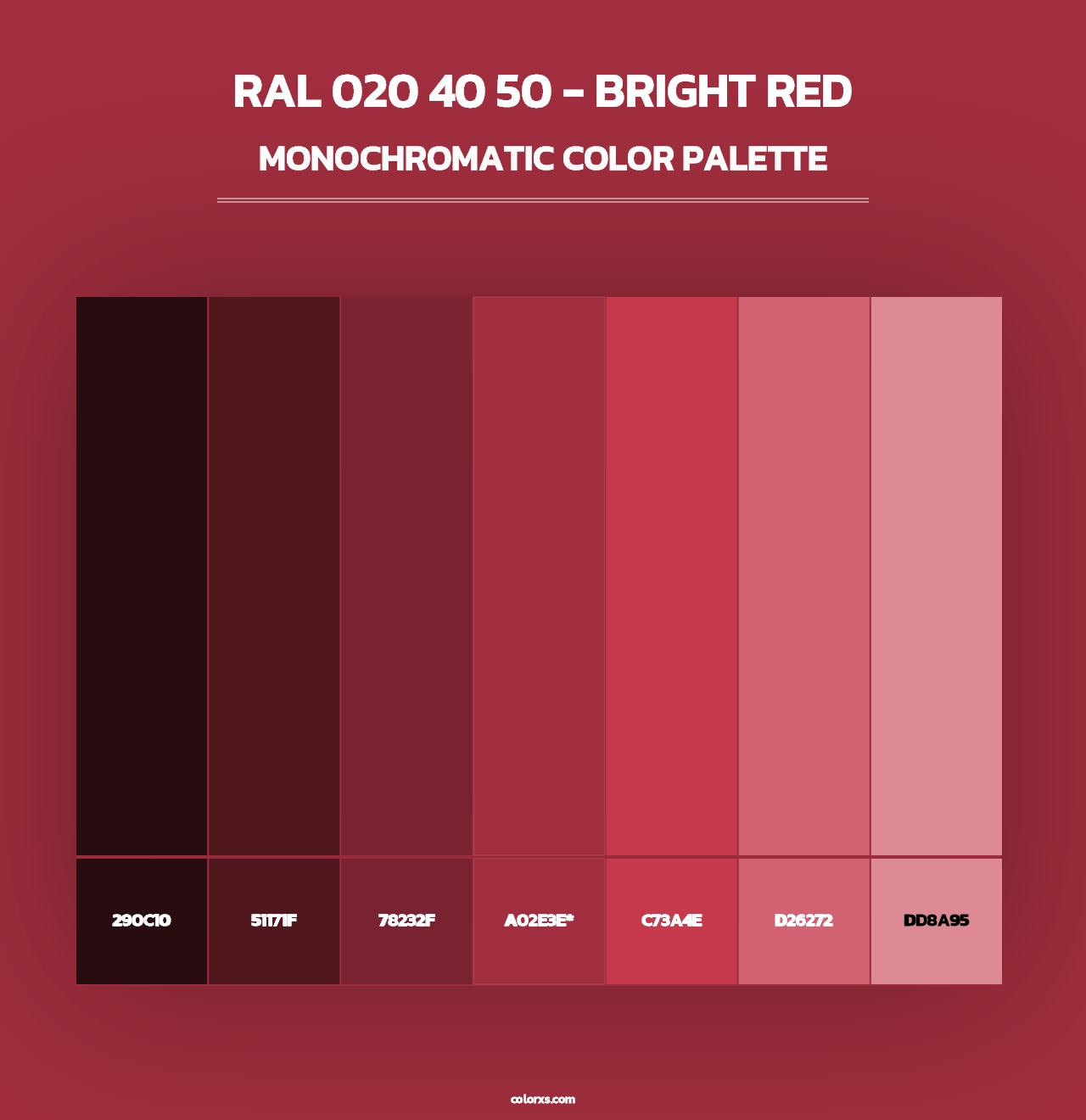 RAL 020 40 50 - Bright Red - Monochromatic Color Palette