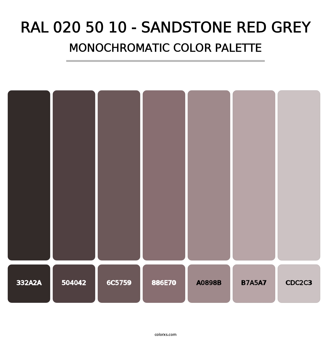 RAL 020 50 10 - Sandstone Red Grey - Monochromatic Color Palette