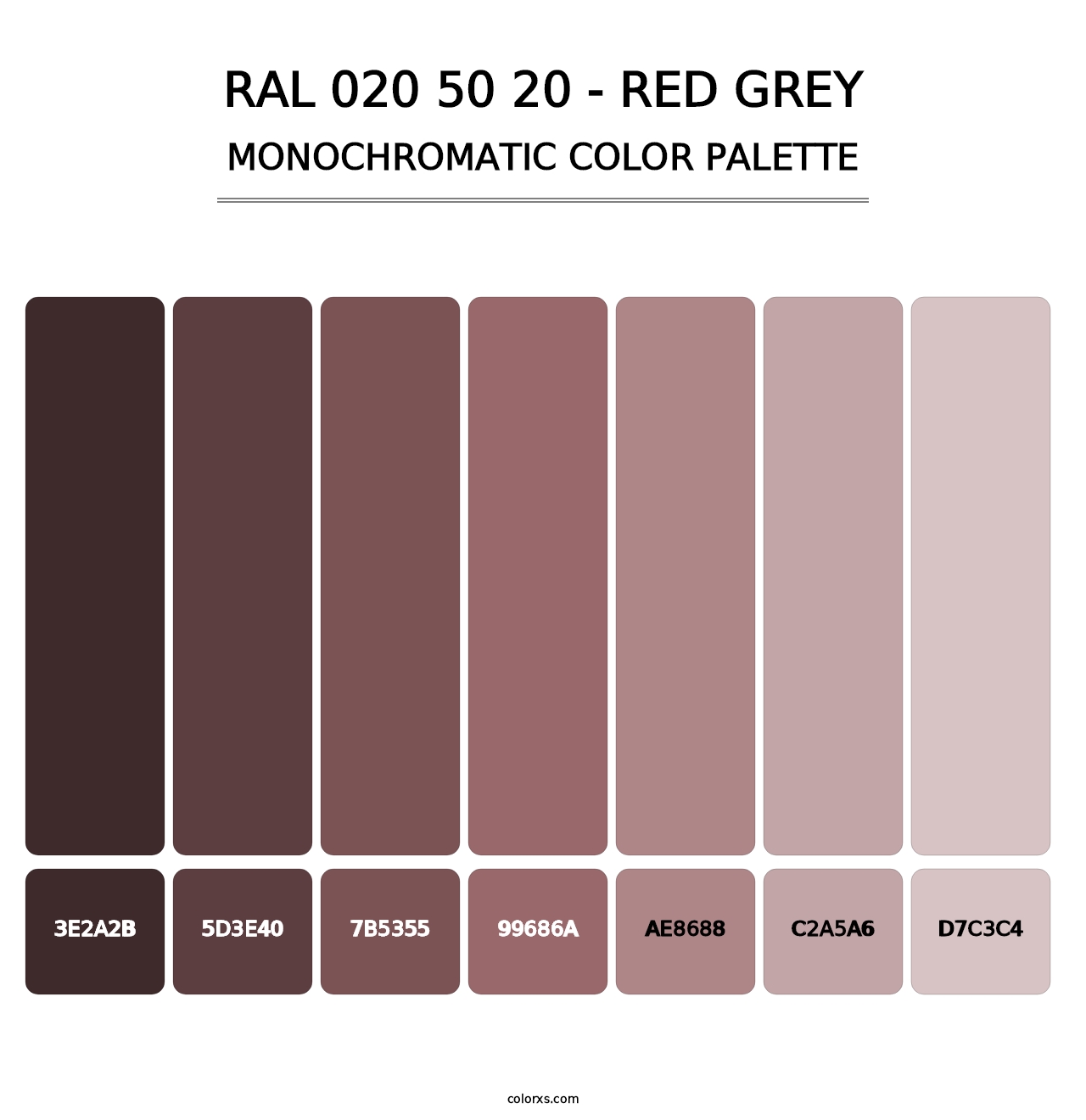 RAL 020 50 20 - Red Grey - Monochromatic Color Palette