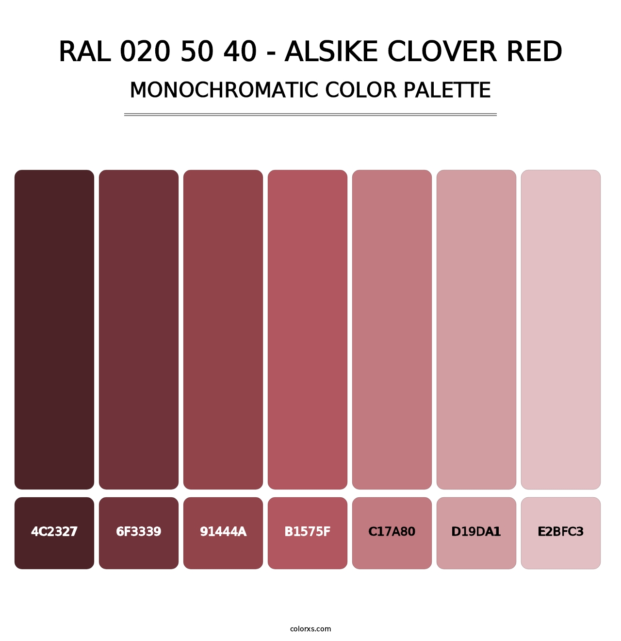 RAL 020 50 40 - Alsike Clover Red - Monochromatic Color Palette