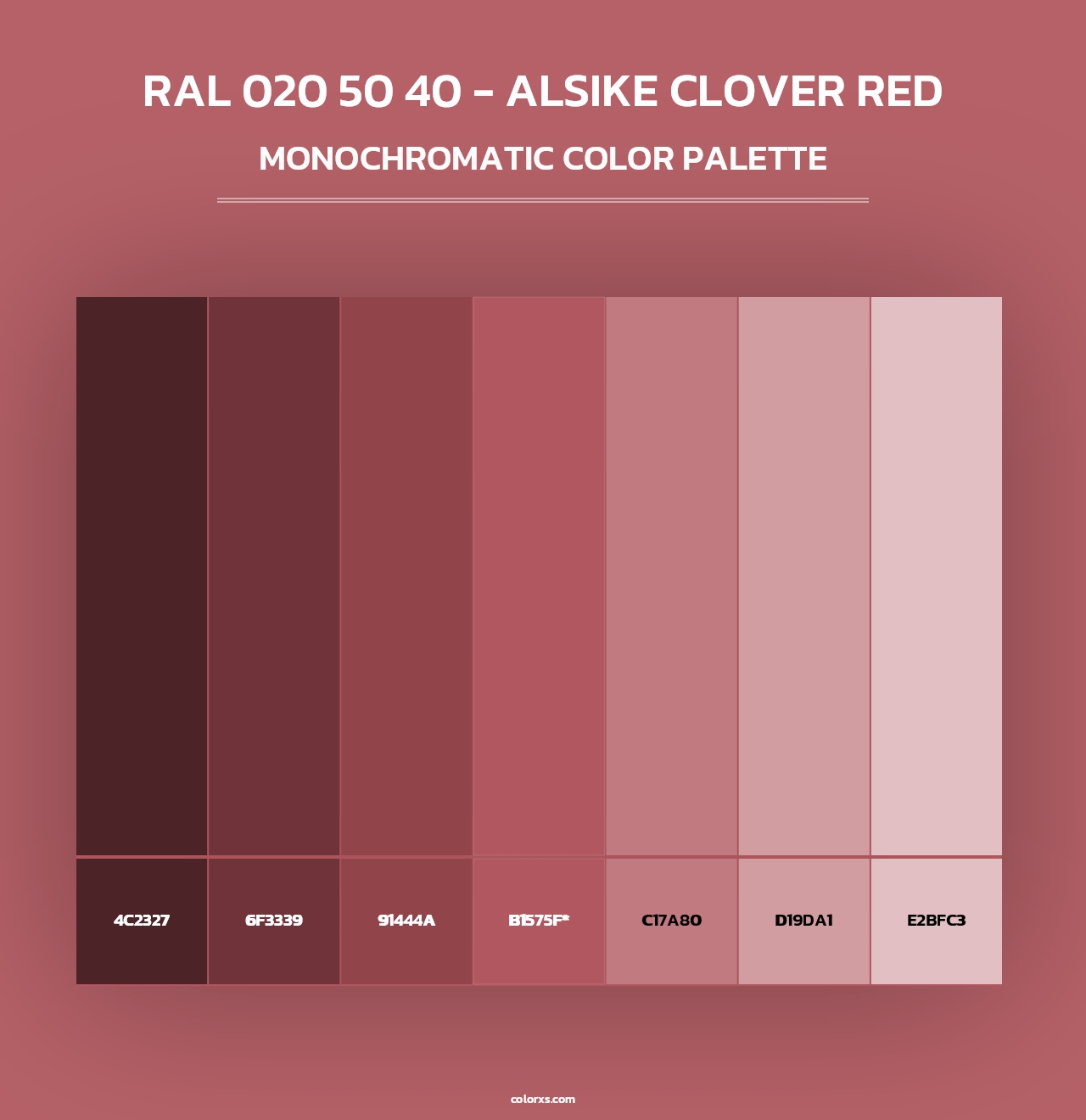 RAL 020 50 40 - Alsike Clover Red - Monochromatic Color Palette