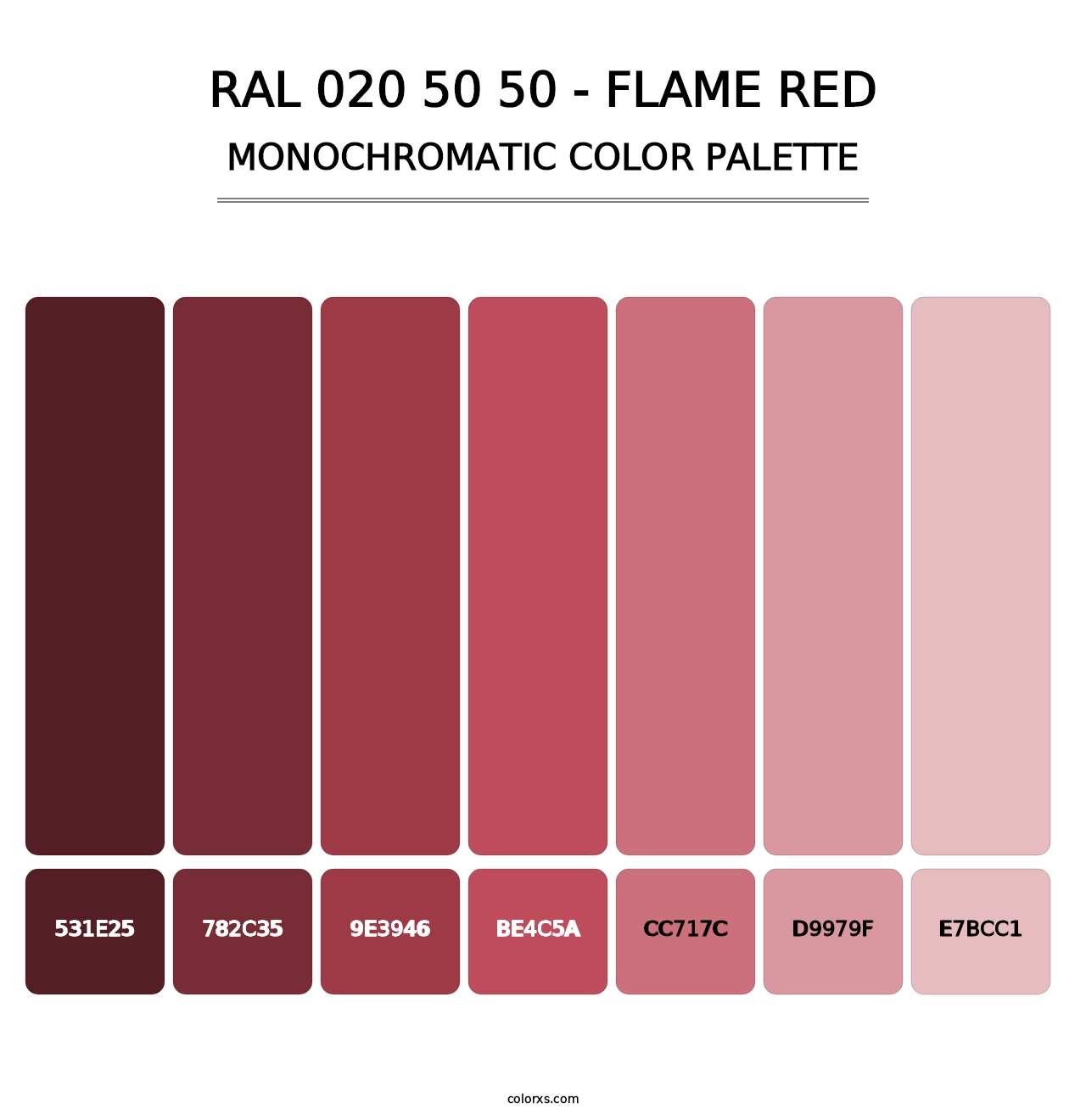 RAL 020 50 50 - Flame Red - Monochromatic Color Palette