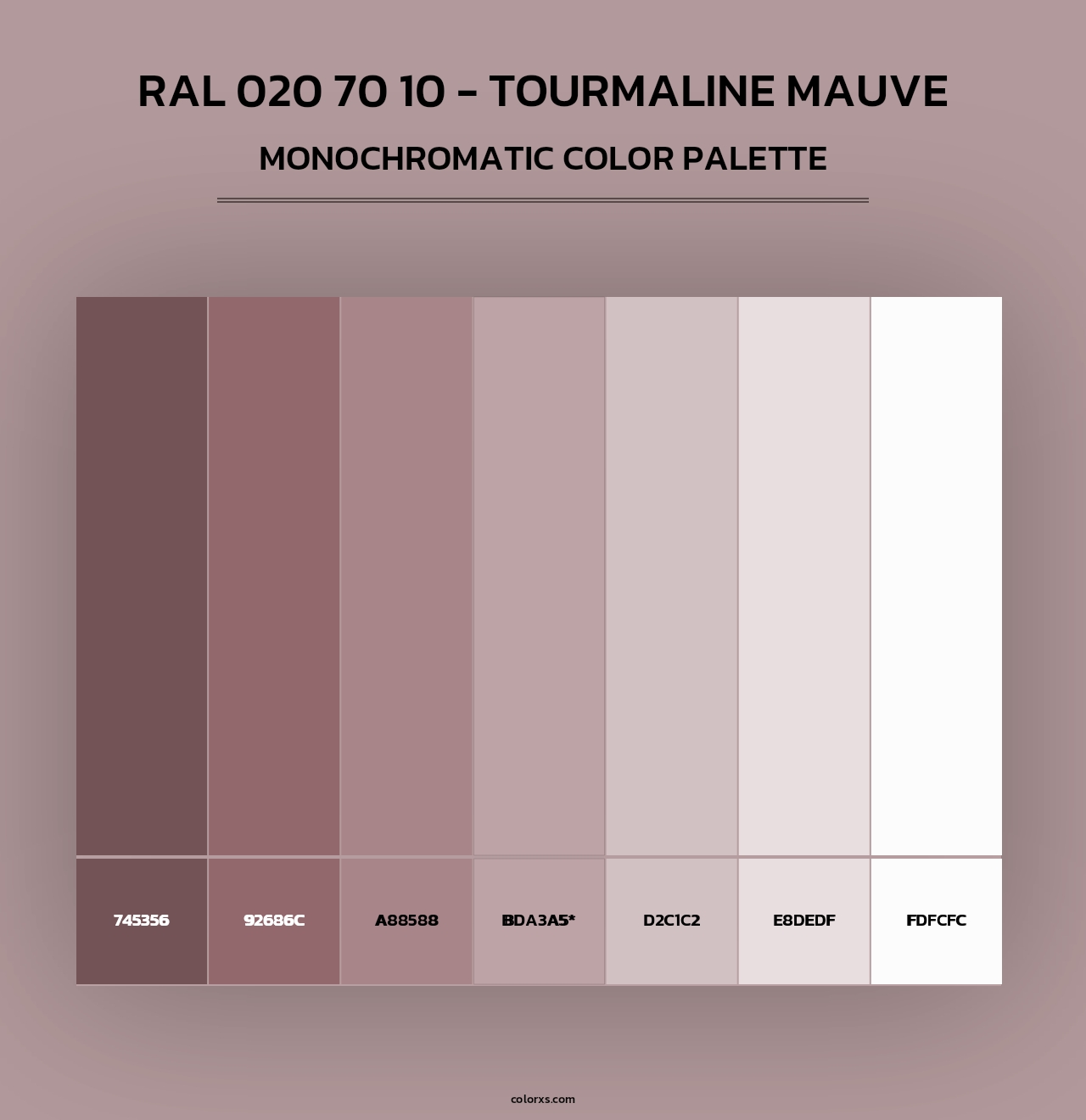 RAL 020 70 10 - Tourmaline Mauve - Monochromatic Color Palette