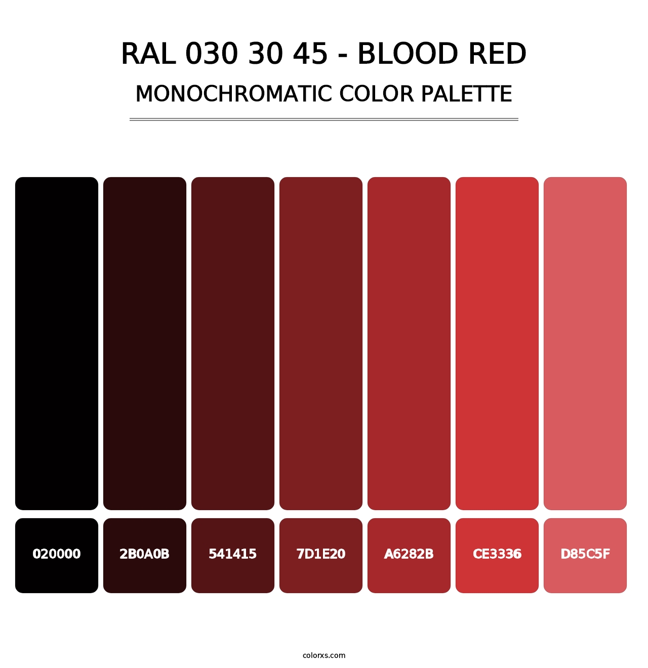 RAL 030 30 45 - Blood Red - Monochromatic Color Palette