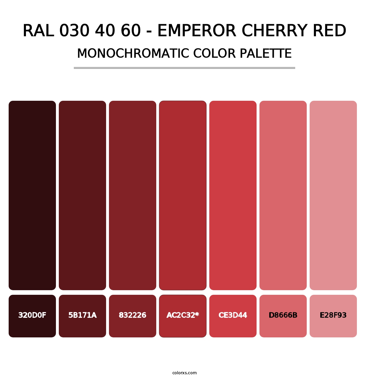 RAL 030 40 60 - Emperor Cherry Red - Monochromatic Color Palette