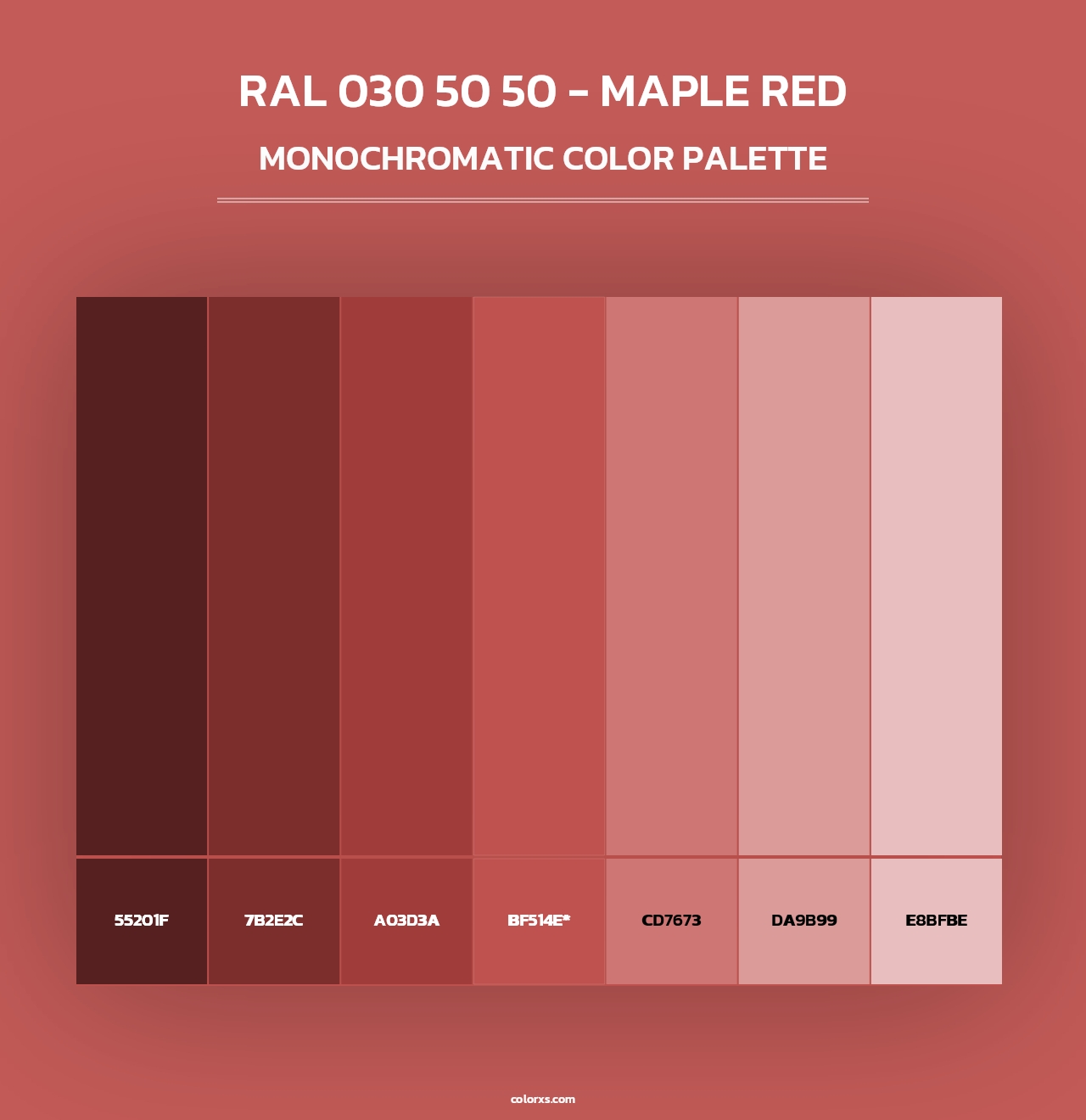 RAL 030 50 50 - Maple Red - Monochromatic Color Palette