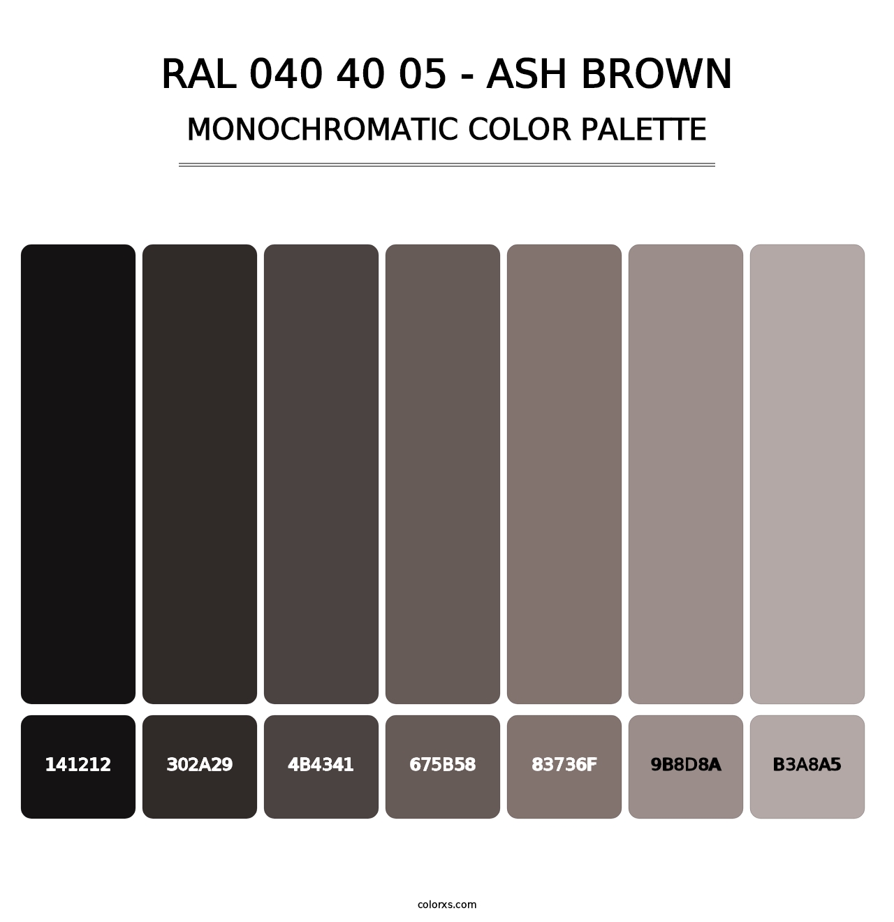 RAL 040 40 05 - Ash Brown - Monochromatic Color Palette
