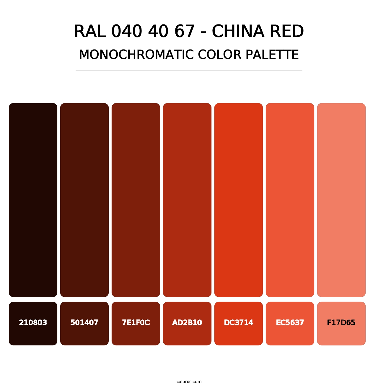 RAL 040 40 67 - China Red - Monochromatic Color Palette