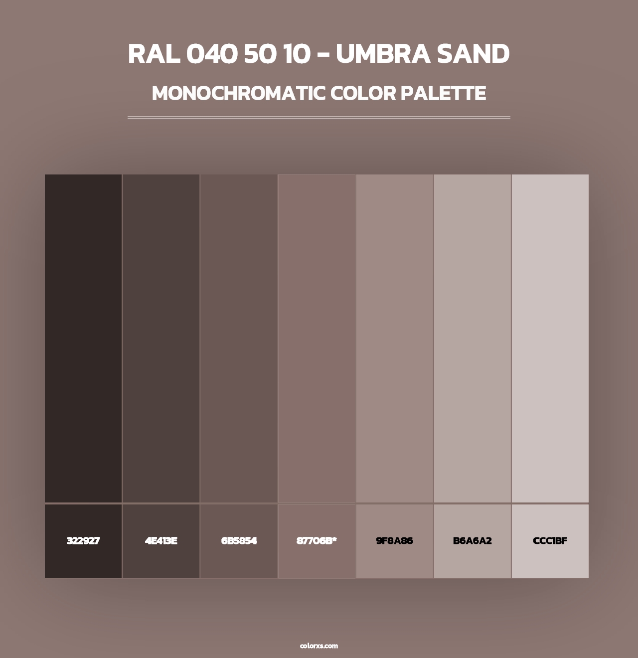 RAL 040 50 10 - Umbra Sand - Monochromatic Color Palette