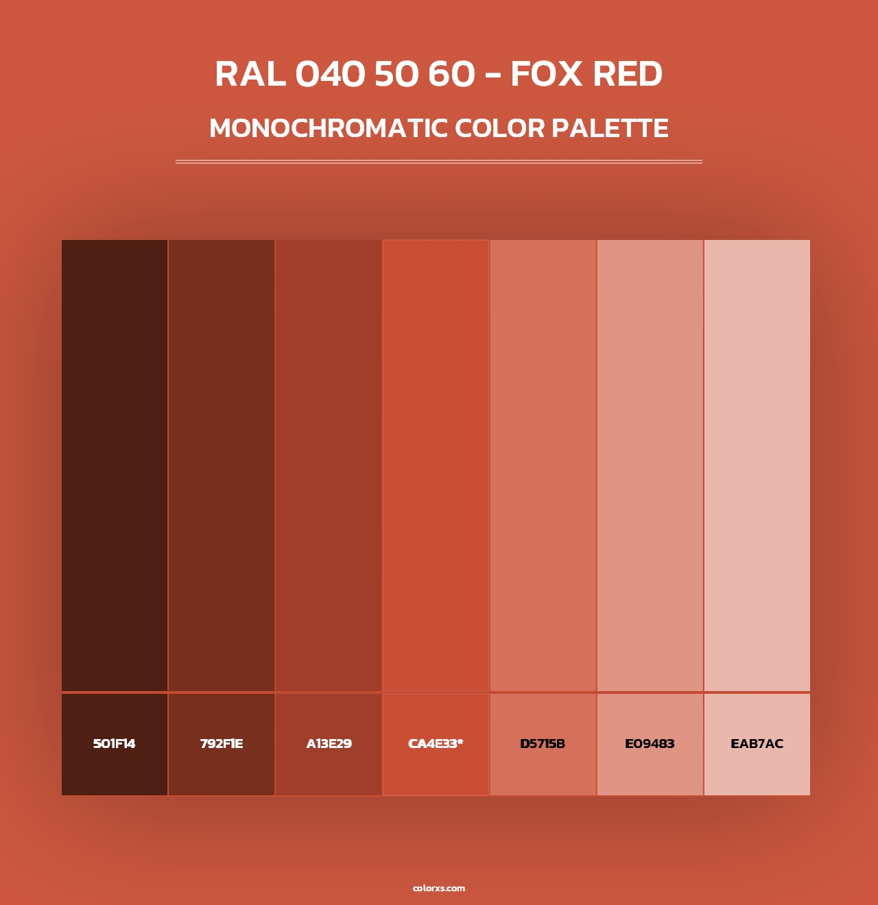 RAL 040 50 60 - Fox Red - Monochromatic Color Palette