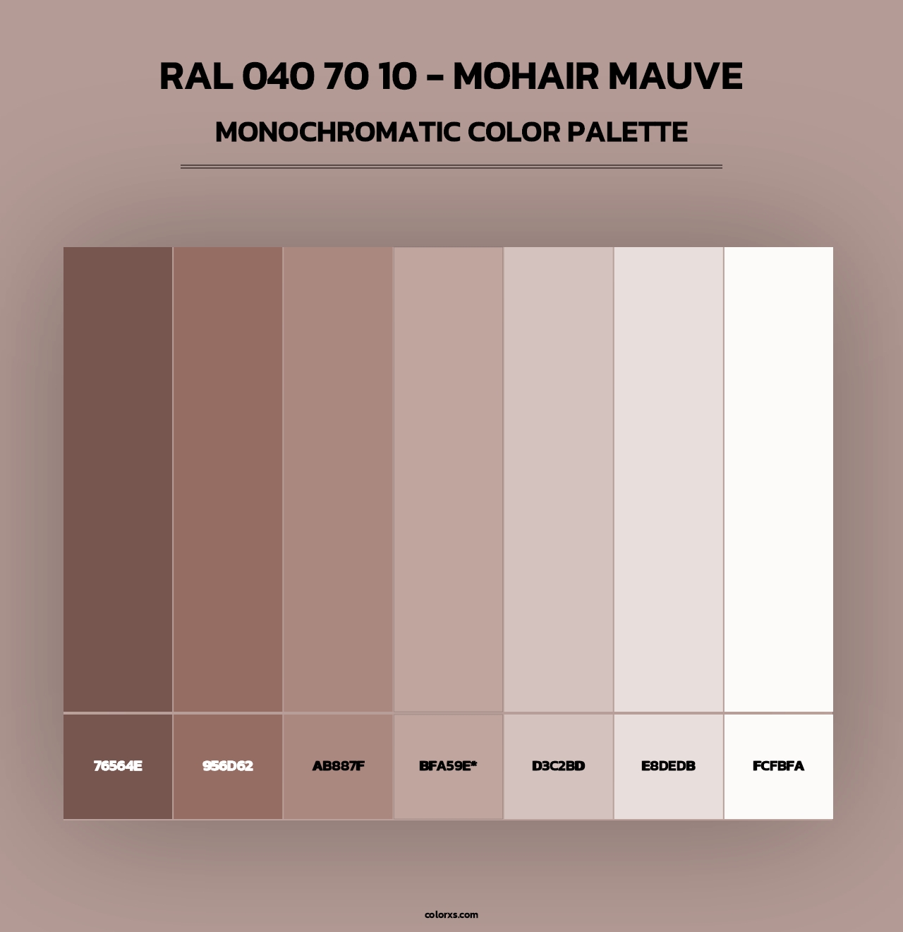 RAL 040 70 10 - Mohair Mauve - Monochromatic Color Palette