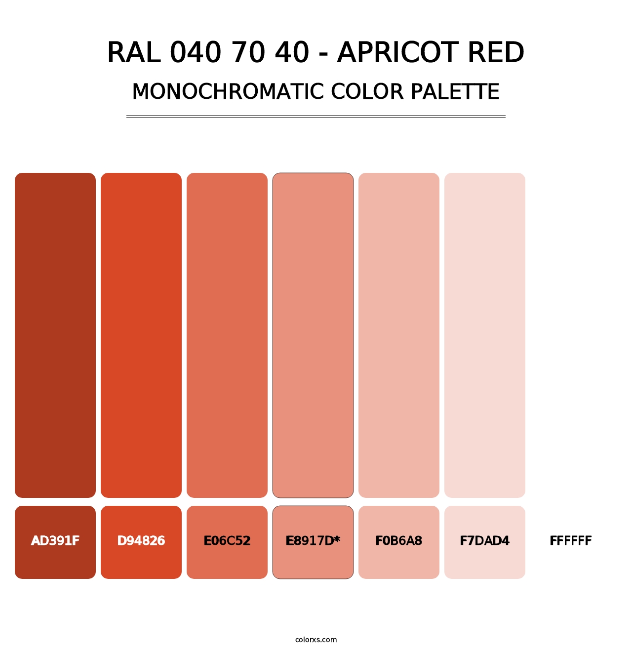 RAL 040 70 40 - Apricot Red - Monochromatic Color Palette