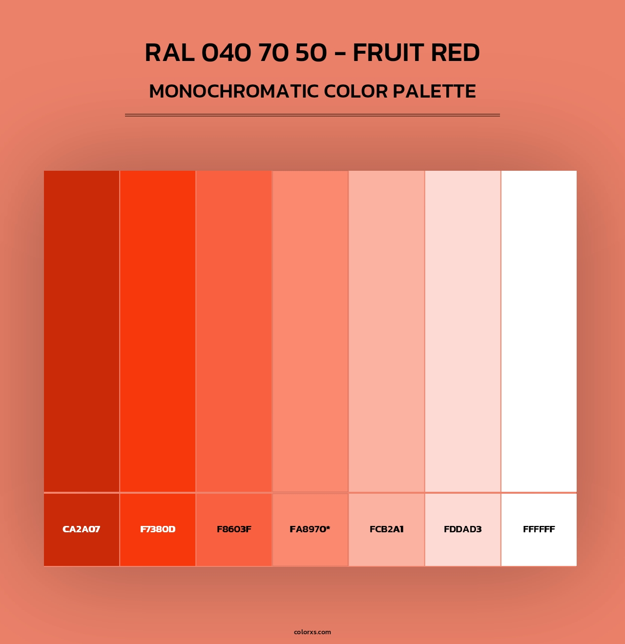 RAL 040 70 50 - Fruit Red - Monochromatic Color Palette