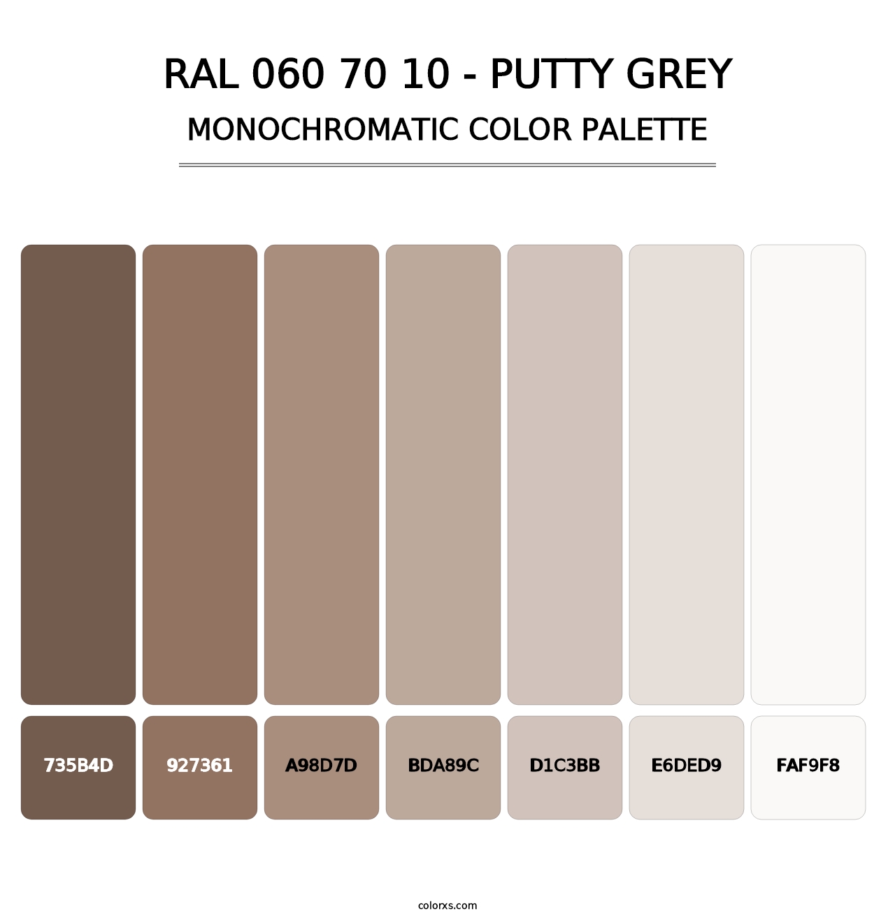 RAL 060 70 10 - Putty Grey - Monochromatic Color Palette