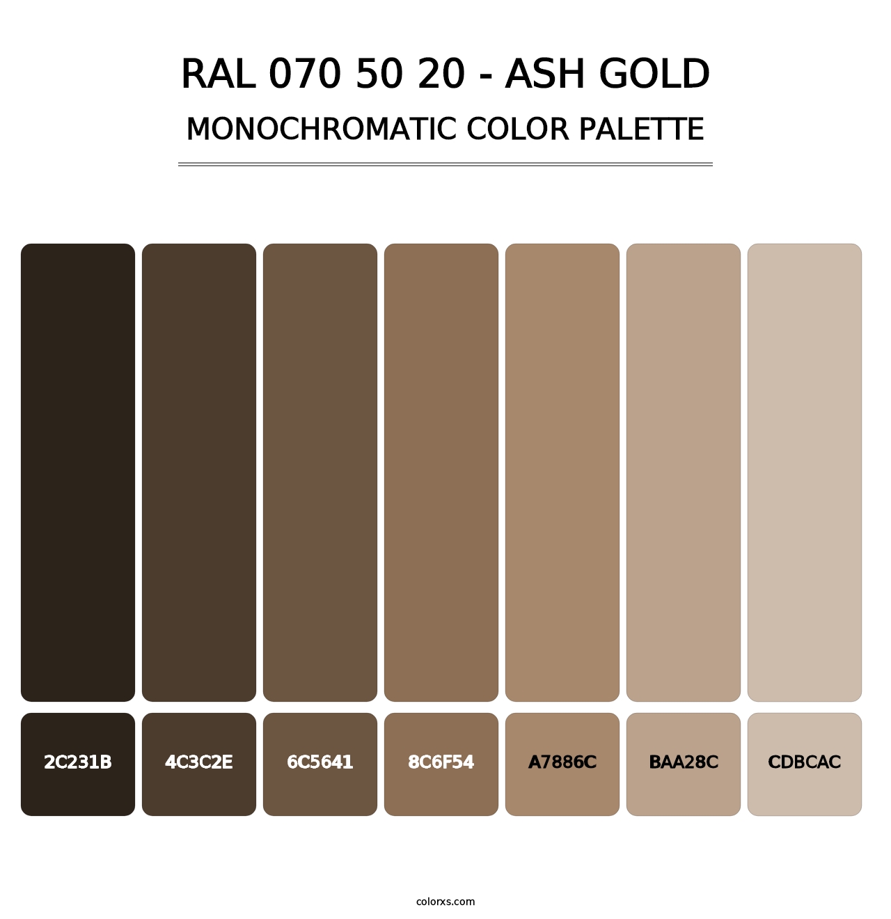 RAL 070 50 20 - Ash Gold - Monochromatic Color Palette