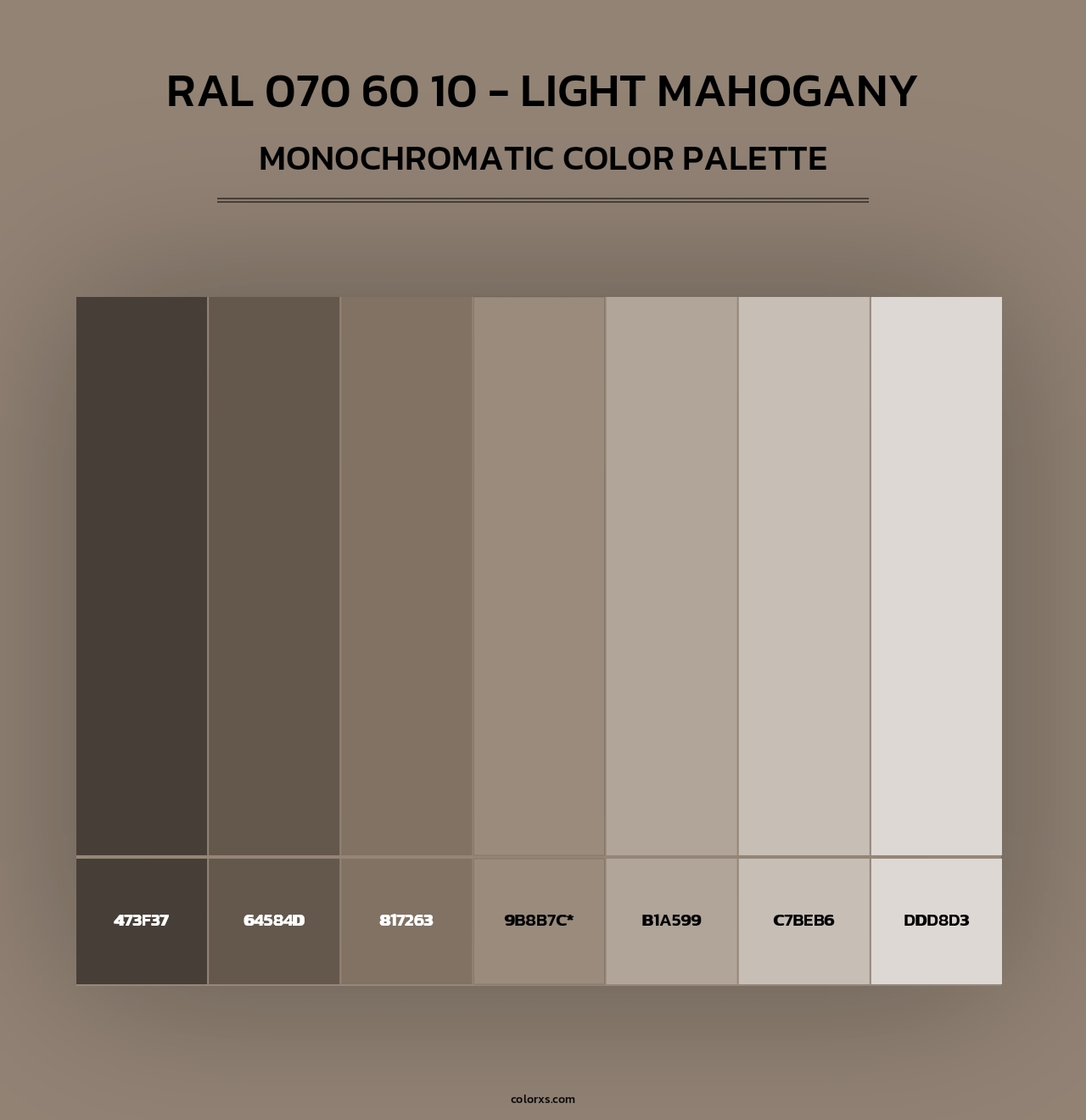 RAL 070 60 10 - Light Mahogany - Monochromatic Color Palette