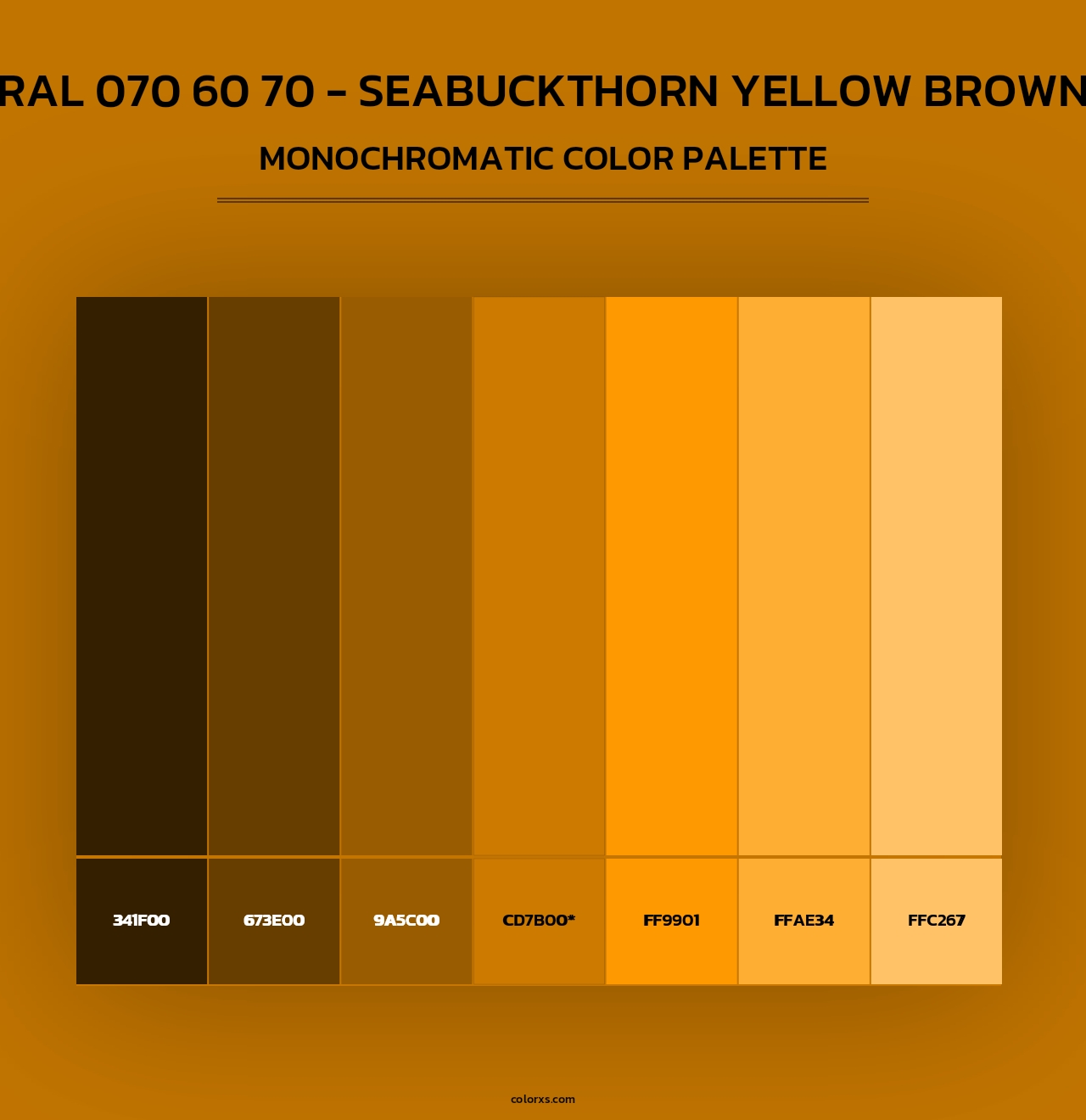 RAL 070 60 70 - Seabuckthorn Yellow Brown - Monochromatic Color Palette