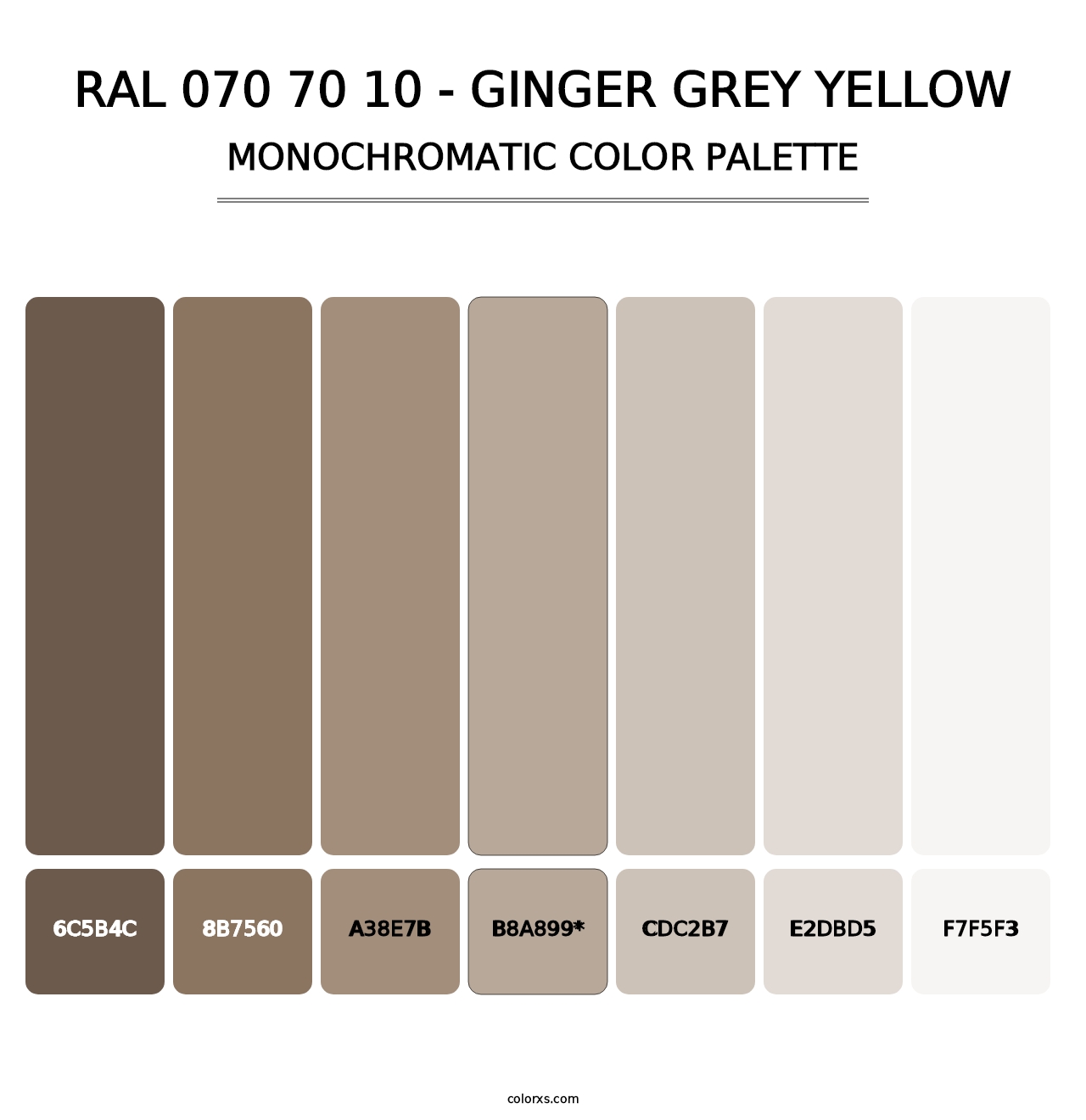 RAL 070 70 10 - Ginger Grey Yellow - Monochromatic Color Palette