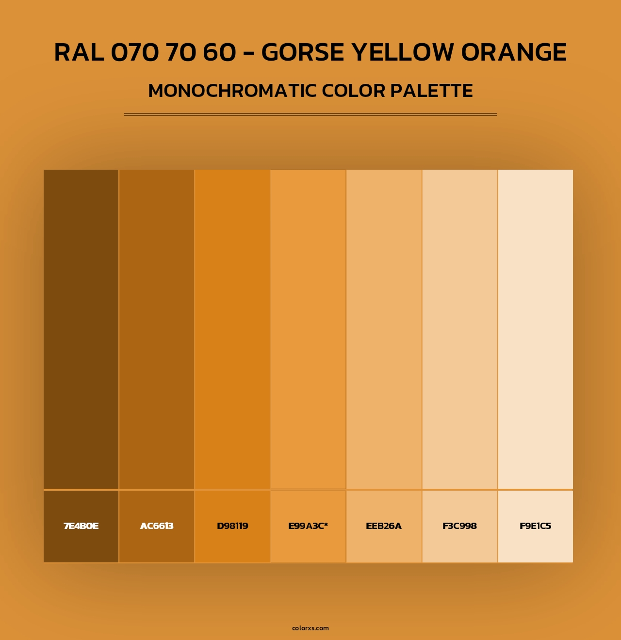 RAL 070 70 60 - Gorse Yellow Orange - Monochromatic Color Palette