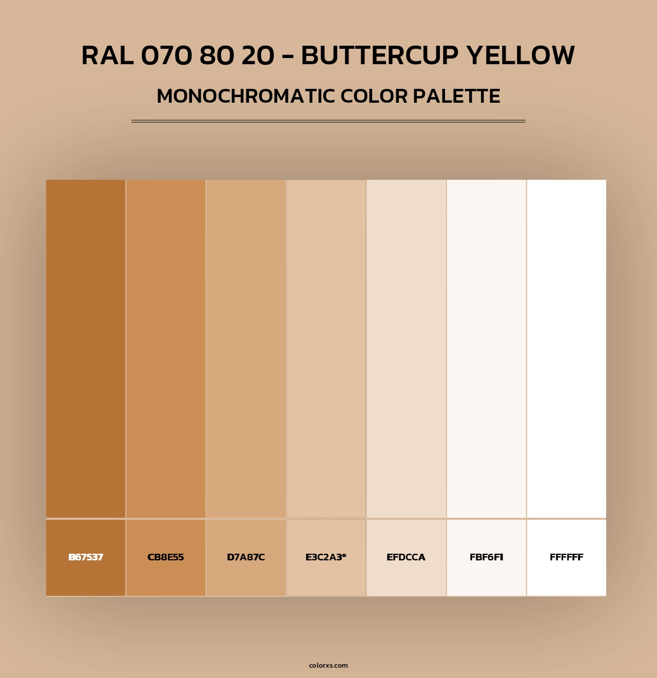 RAL 070 80 20 - Buttercup Yellow - Monochromatic Color Palette
