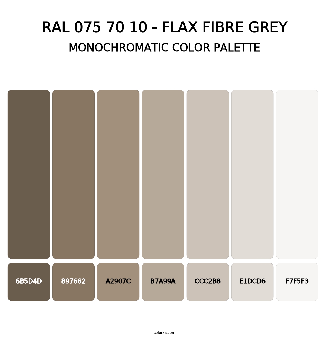RAL 075 70 10 - Flax Fibre Grey - Monochromatic Color Palette