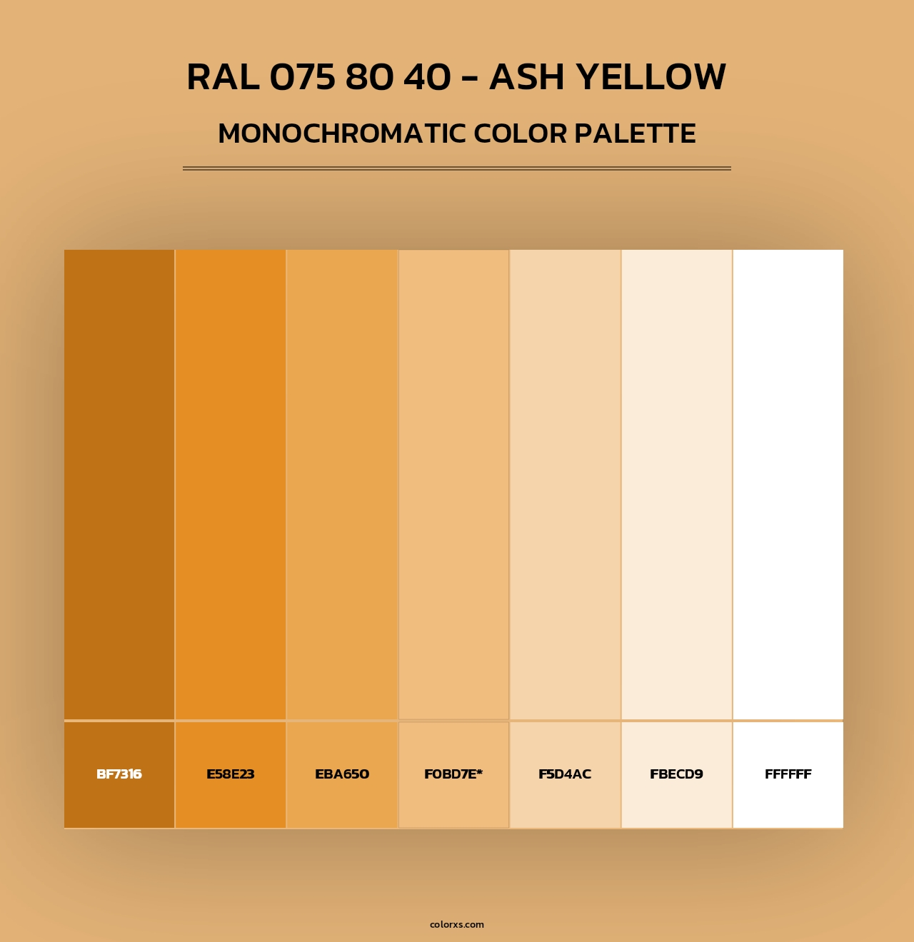 RAL 075 80 40 - Ash Yellow - Monochromatic Color Palette