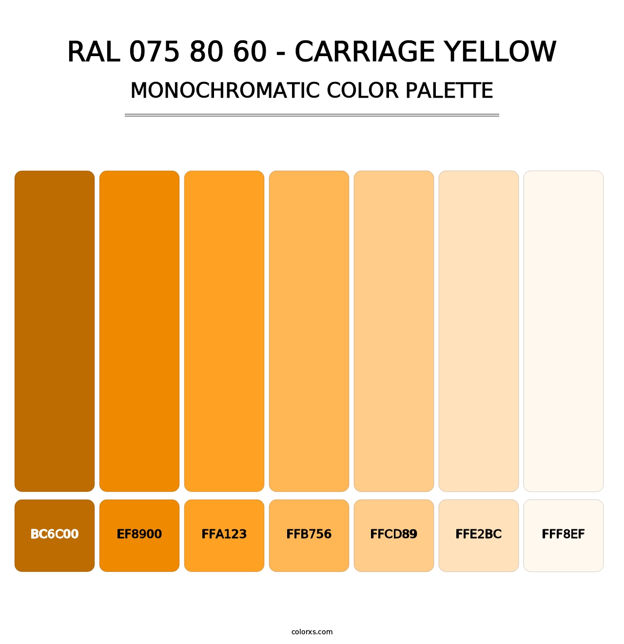 RAL 075 80 60 - Carriage Yellow - Monochromatic Color Palette