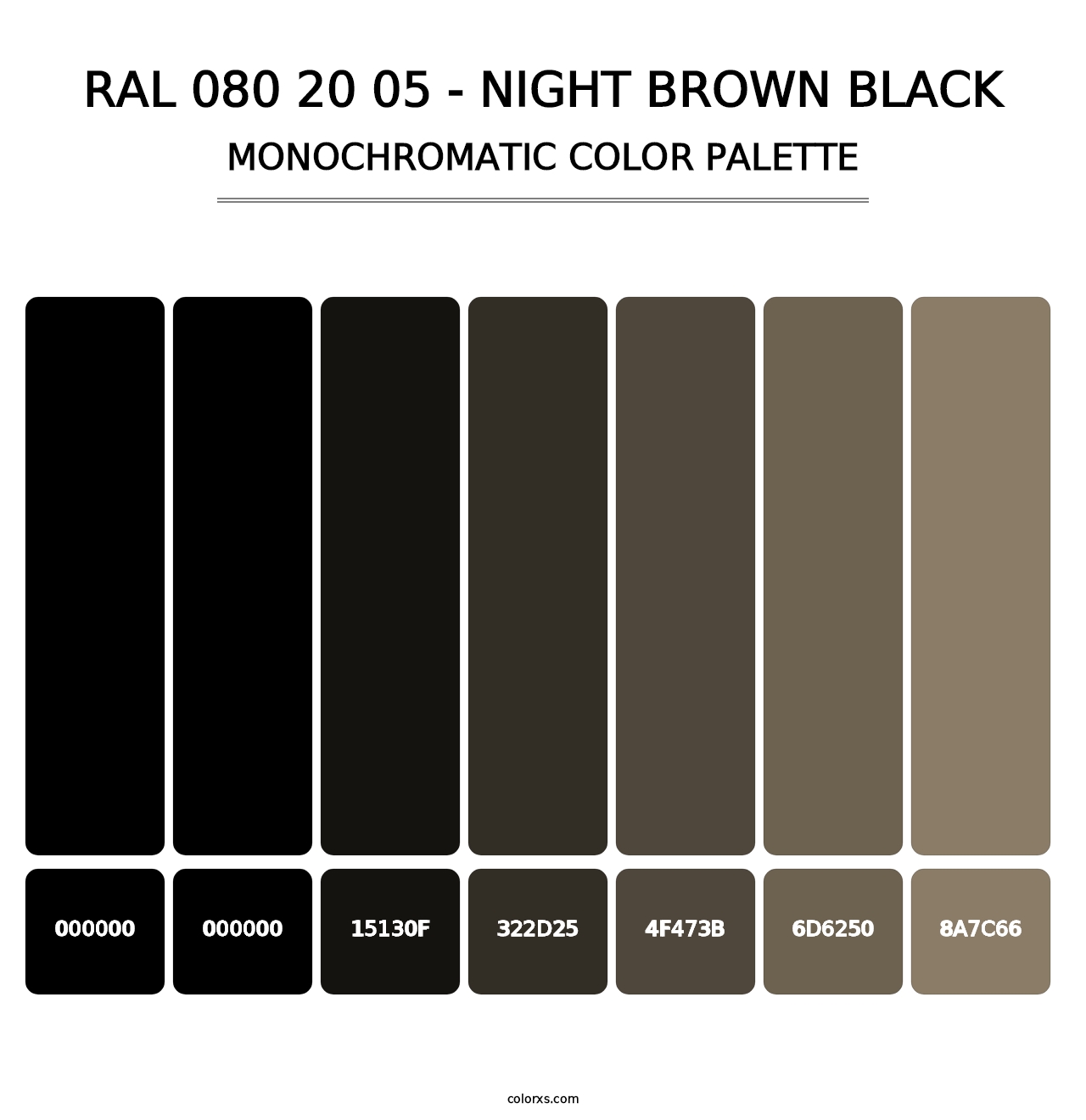 RAL 080 20 05 - Night Brown Black - Monochromatic Color Palette