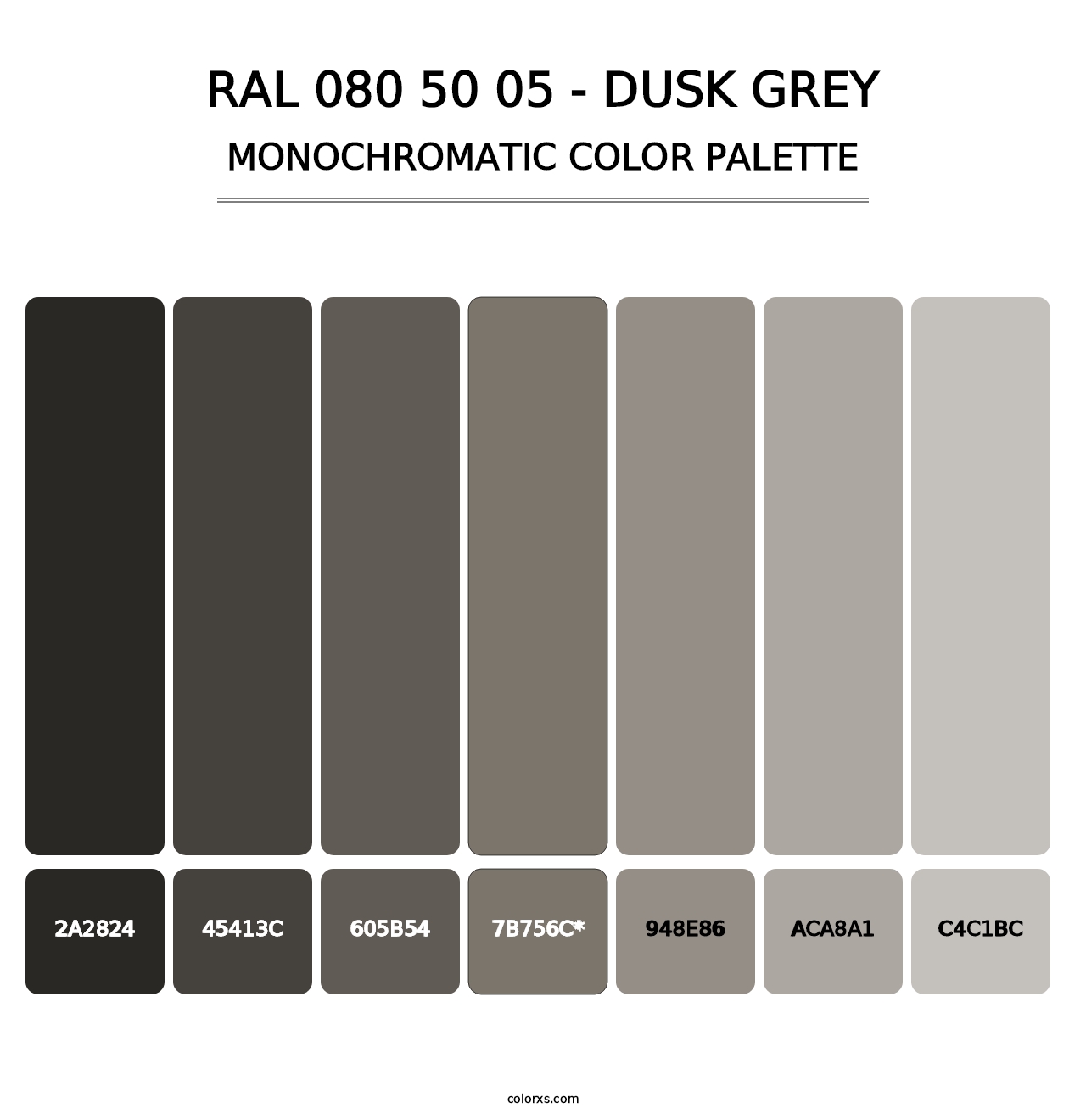 RAL 080 50 05 - Dusk Grey - Monochromatic Color Palette