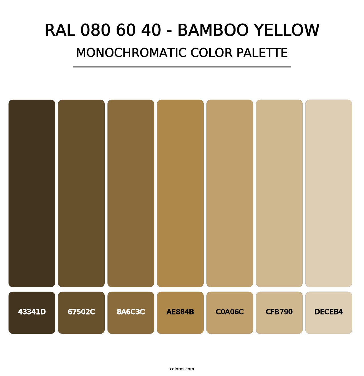 RAL 080 60 40 - Bamboo Yellow - Monochromatic Color Palette