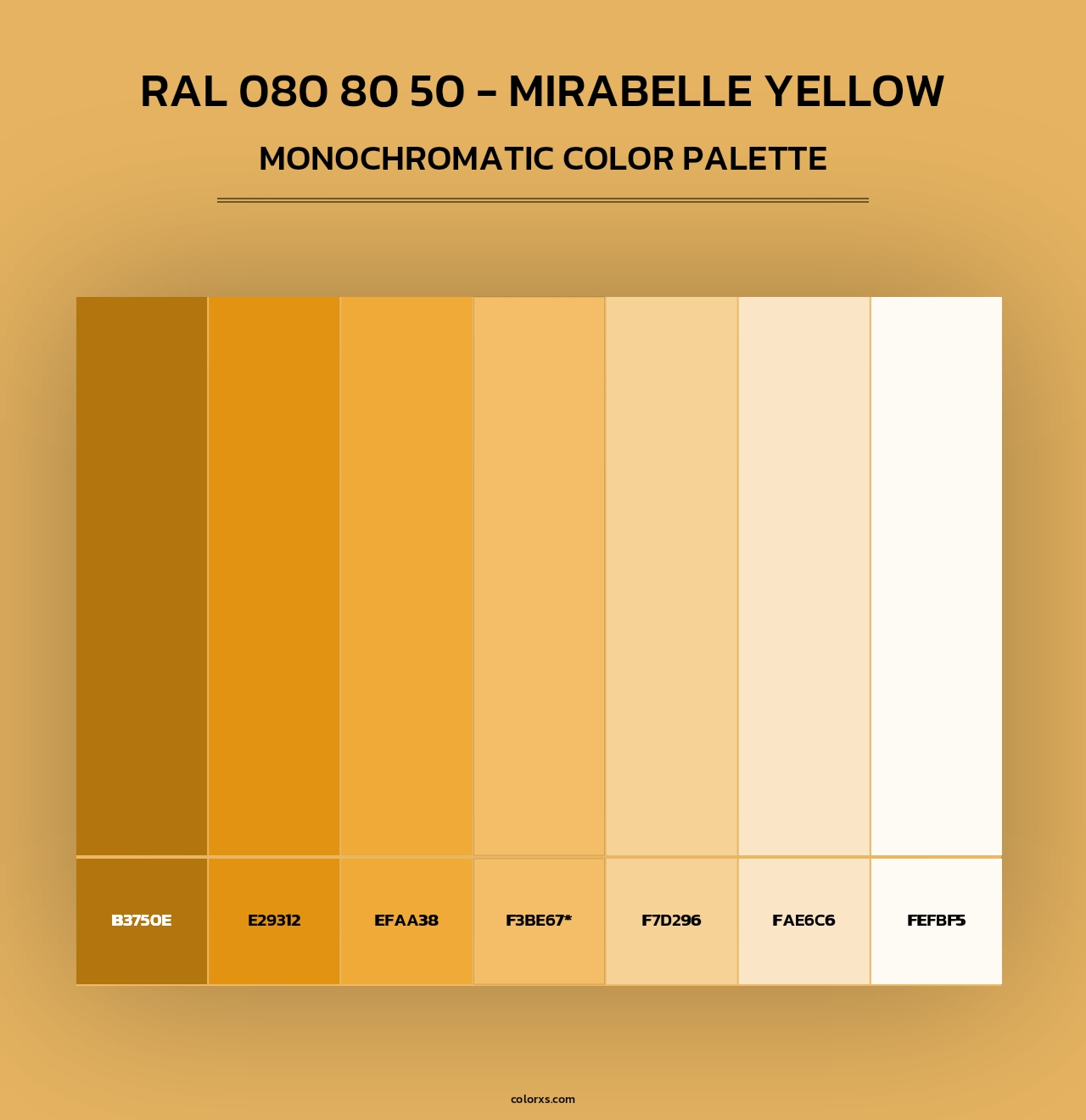 RAL 080 80 50 - Mirabelle Yellow - Monochromatic Color Palette
