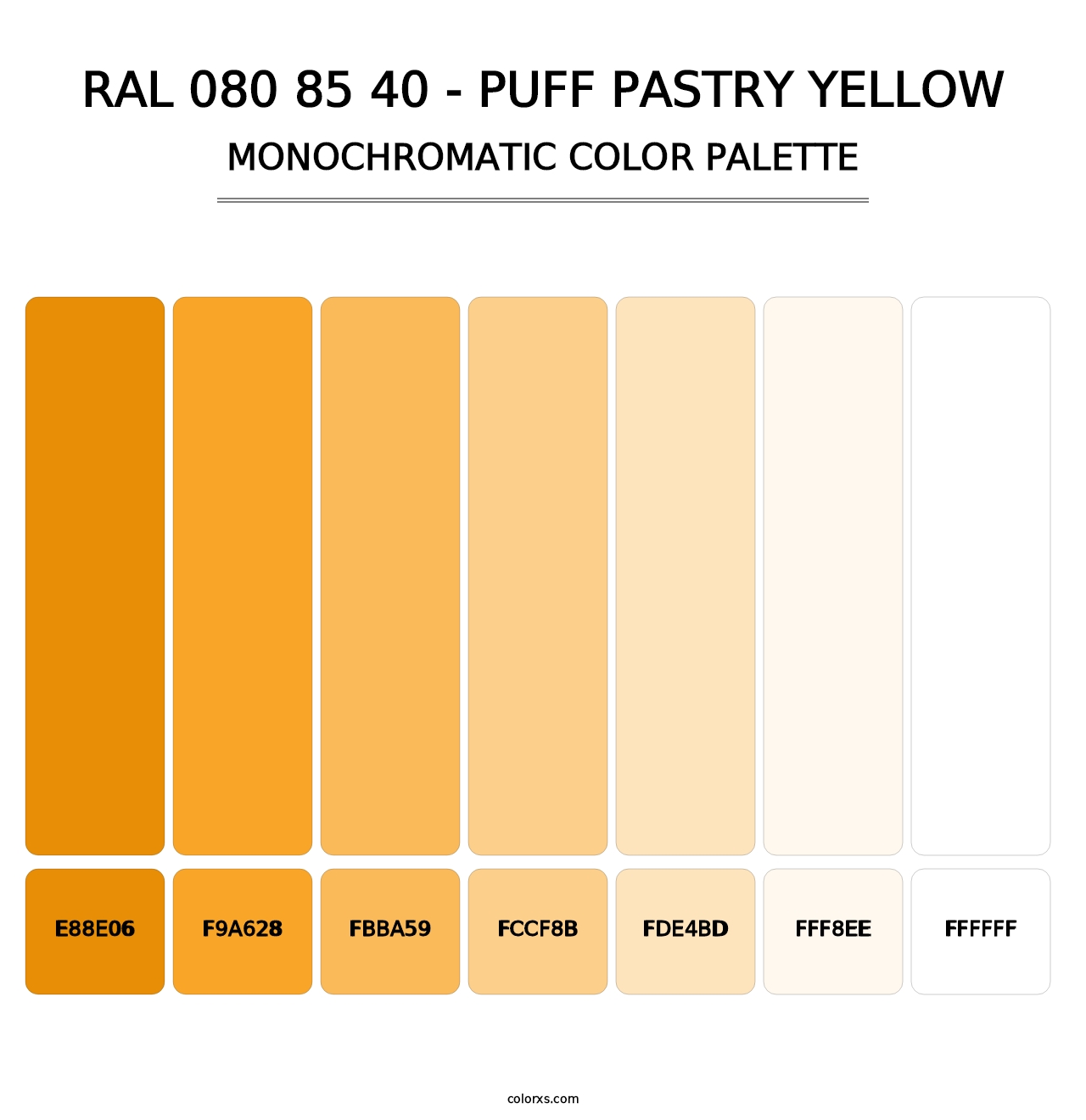 RAL 080 85 40 - Puff Pastry Yellow - Monochromatic Color Palette