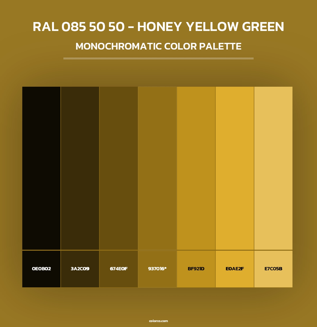 RAL 085 50 50 - Honey Yellow Green - Monochromatic Color Palette